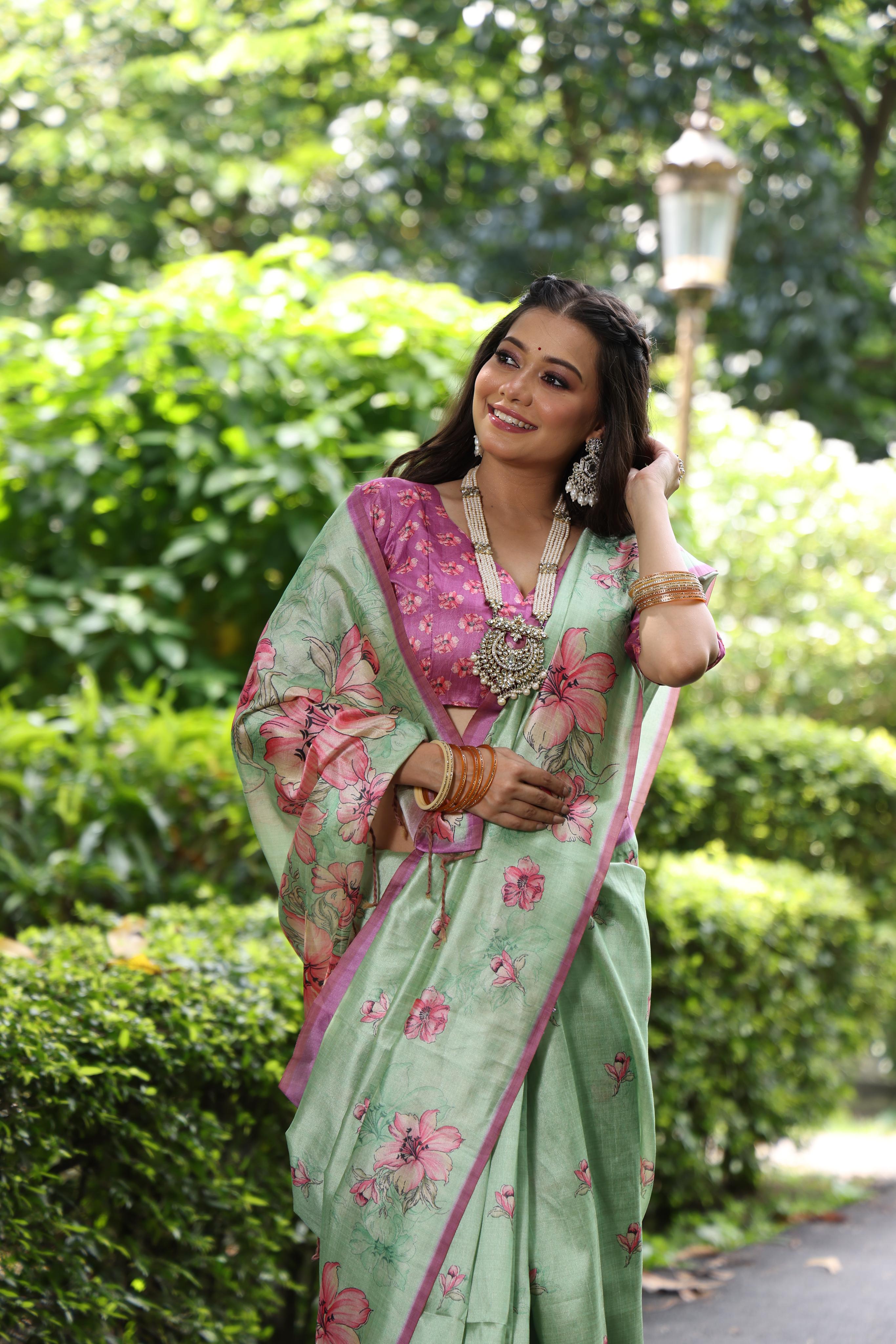 Yashi-2 Ethnic motifs printed saree with printed border