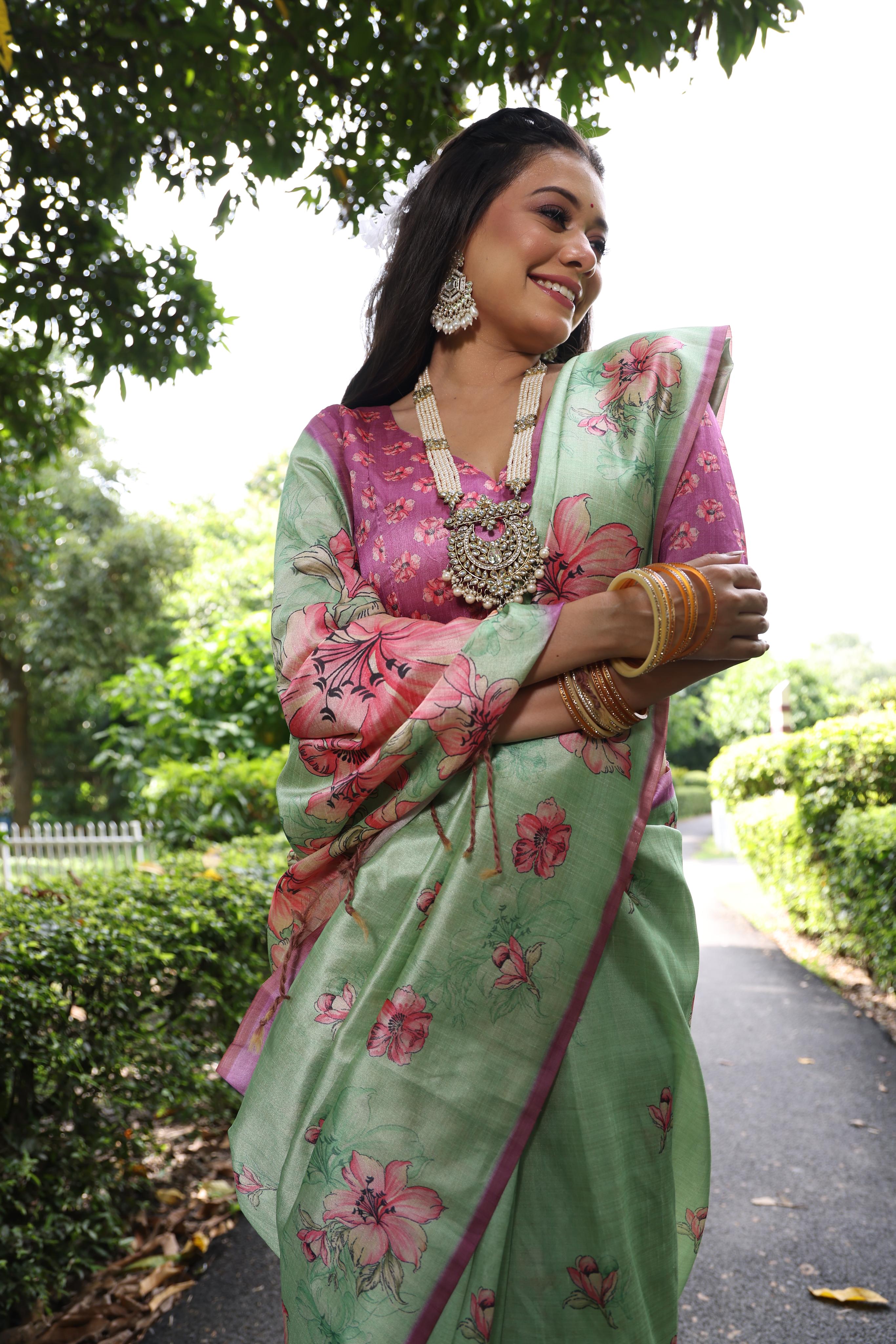 Yashi-2 Ethnic motifs printed saree with printed border