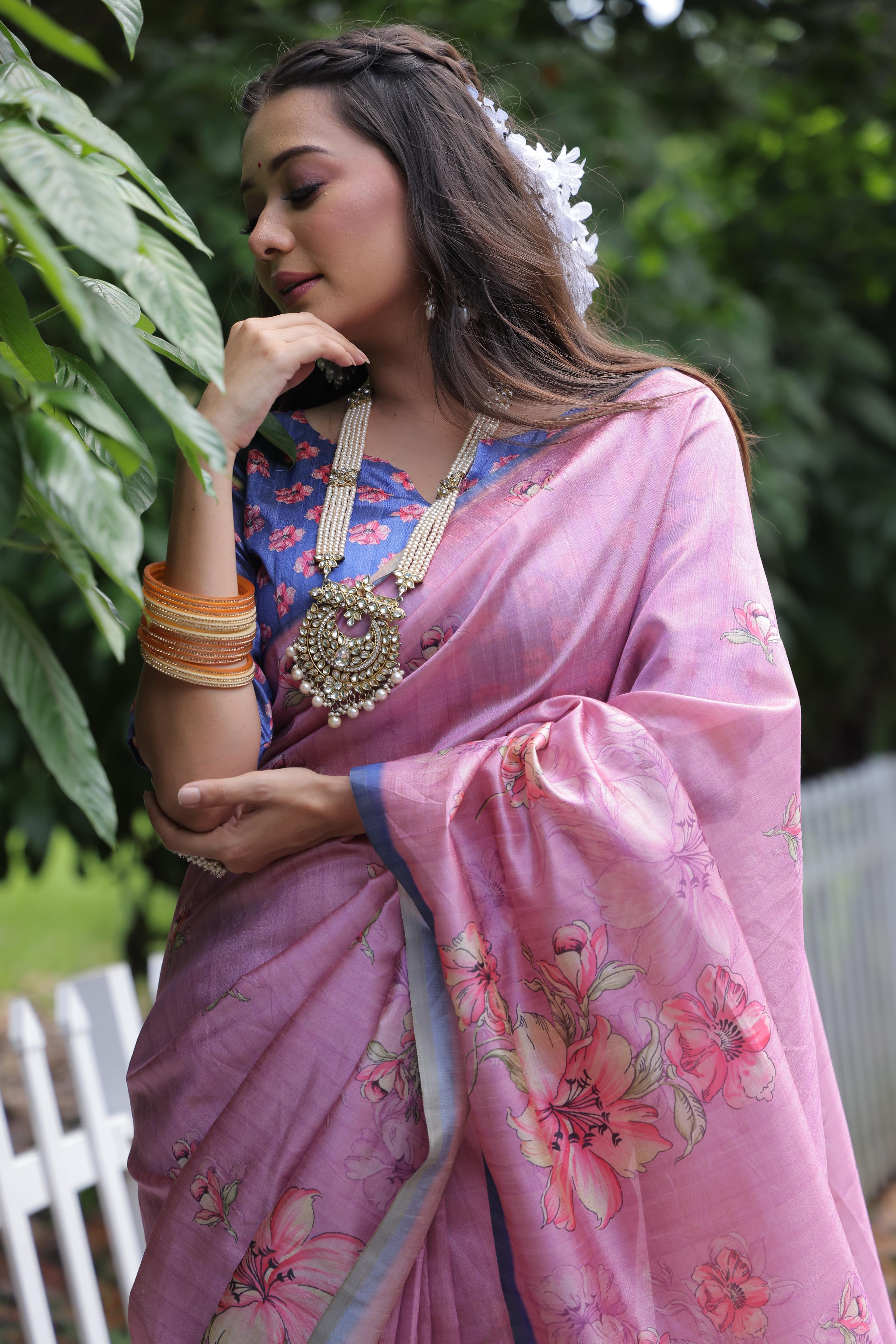 Yashi-2 Ethnic motifs printed saree with printed border