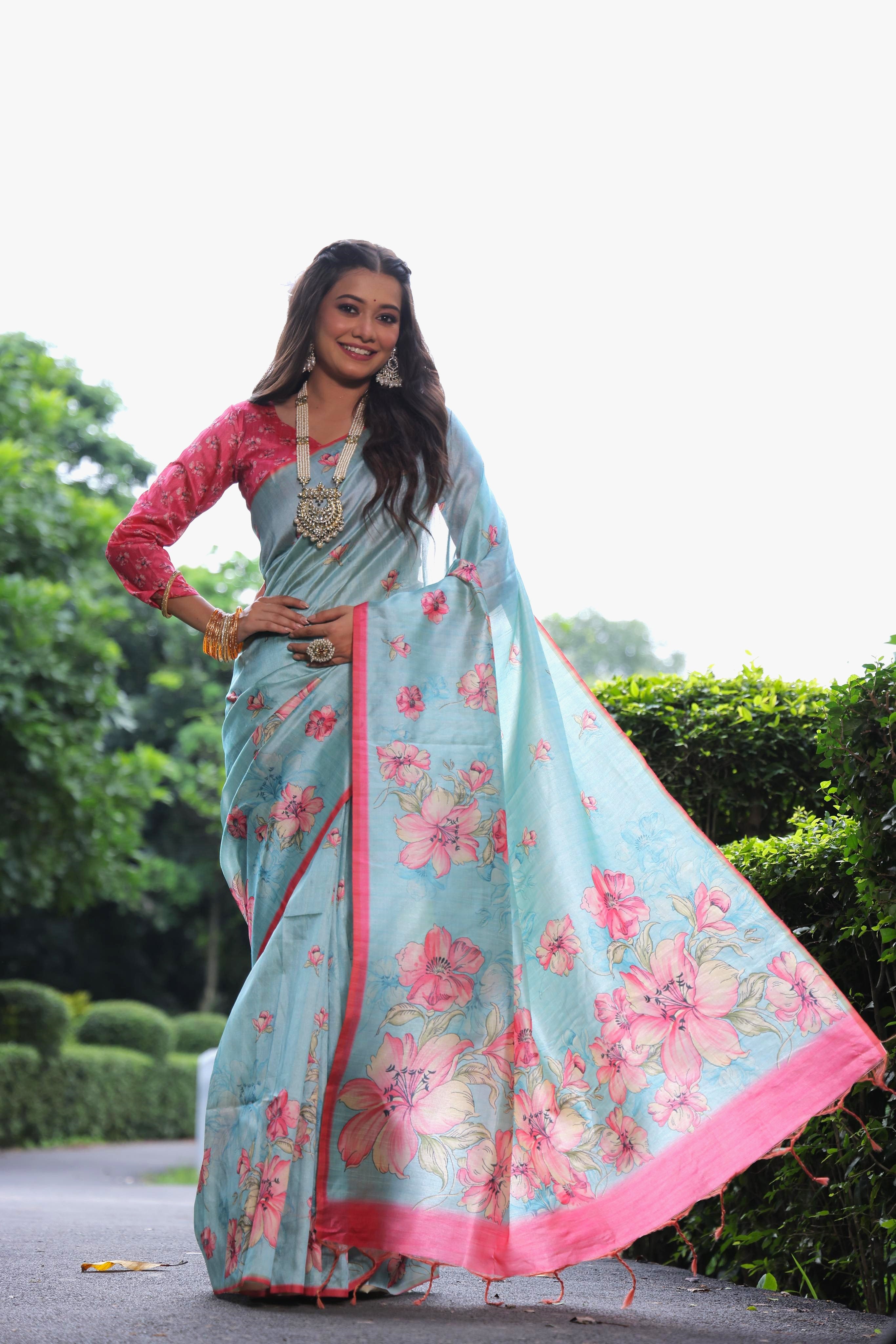 Yashi-2 Ethnic motifs printed saree with printed border