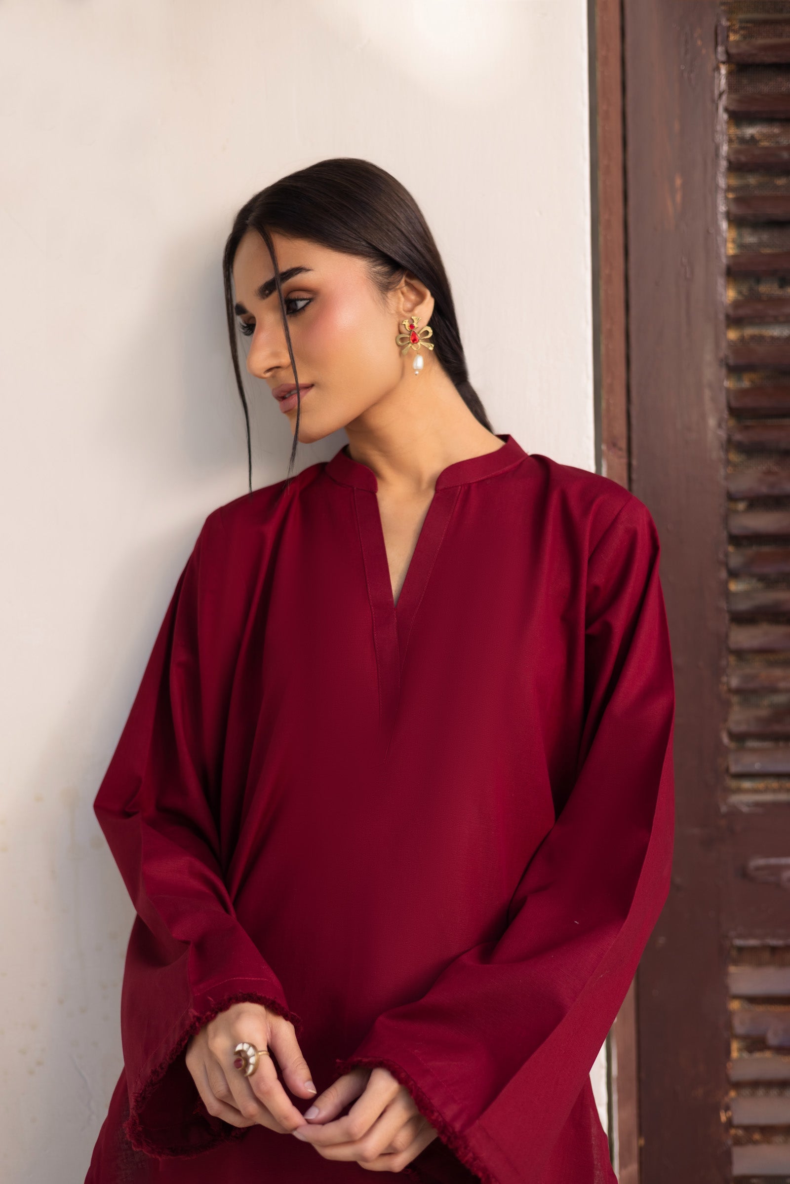 Dhanak Straight Kurti with Heart Print Palazzo