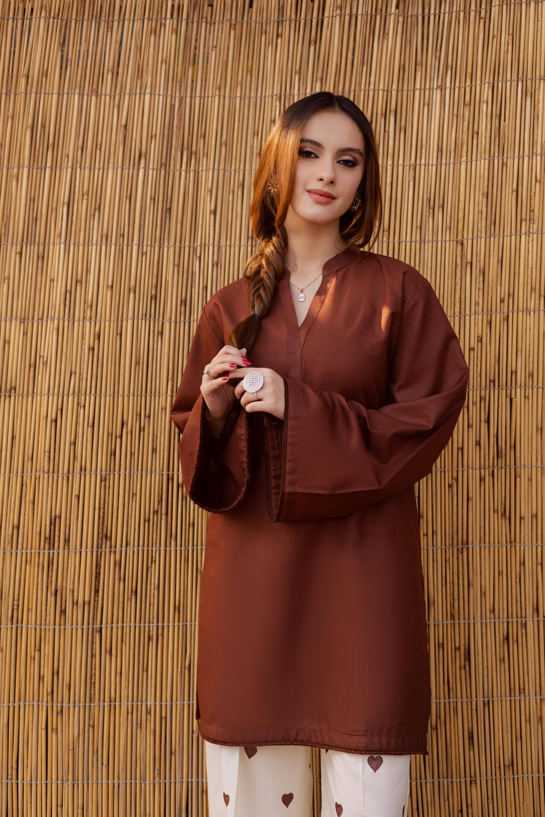 Dhanak Straight Kurti with Heart Print Palazzo