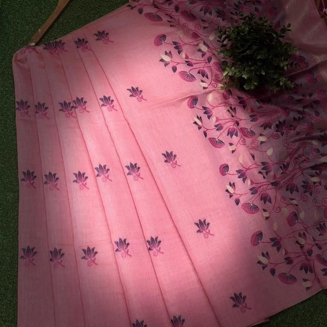 Noor- Muga cotton saree Temple Anarkali Gown is crafted with premium silk and traditional embroidery,