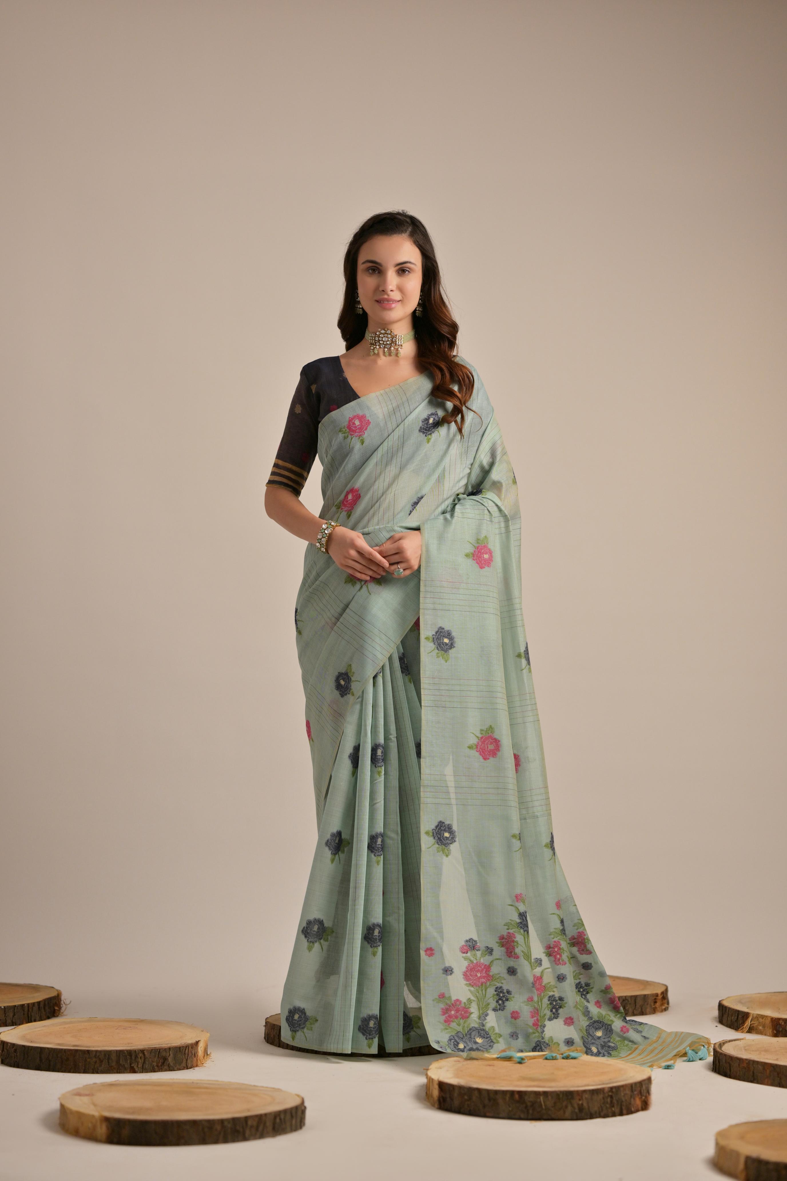 Sara- Our premium pure cotton saree are crafted to make you shine