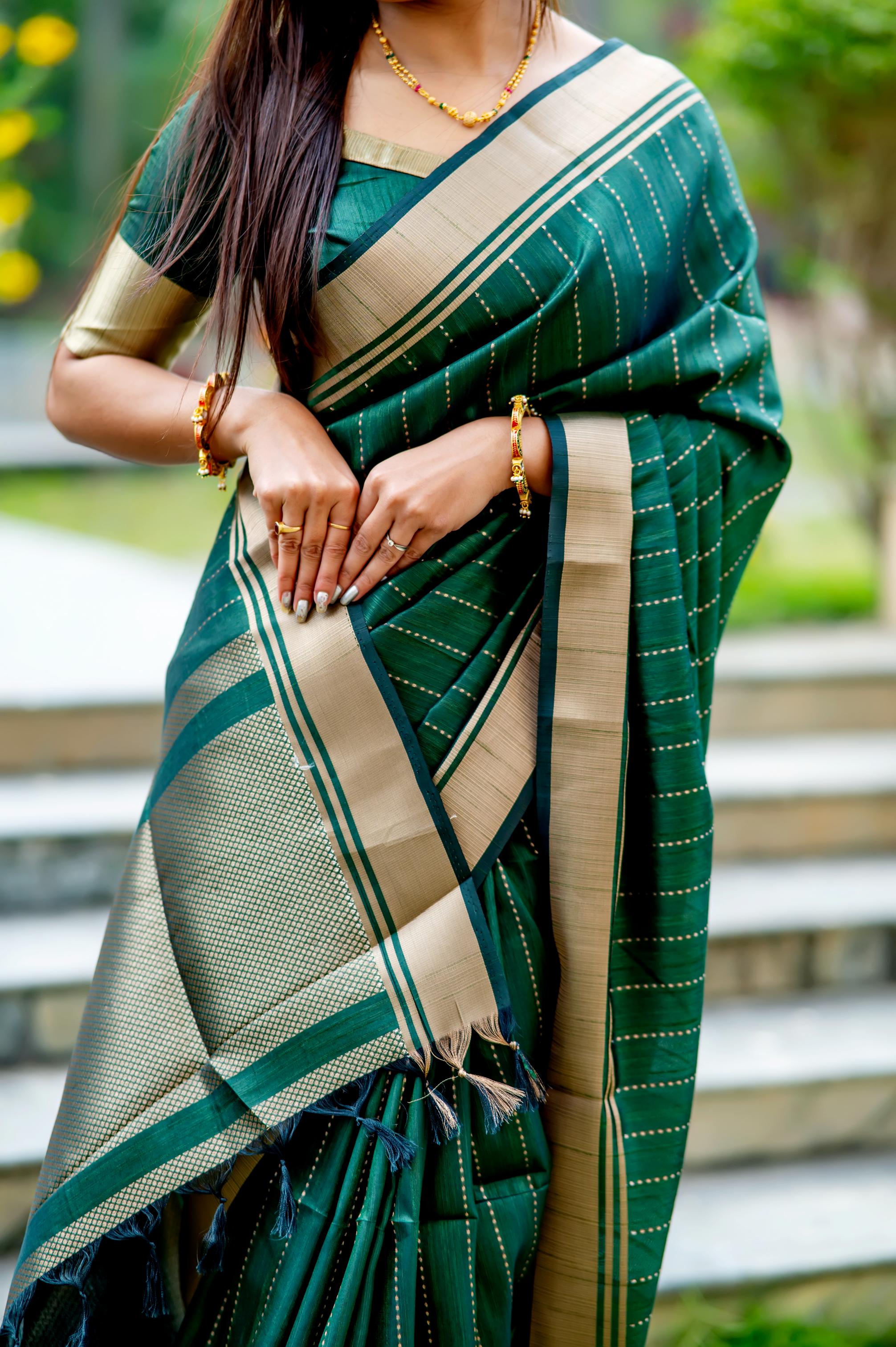 Shikha -Luxurious Silk saree Stripe Saree