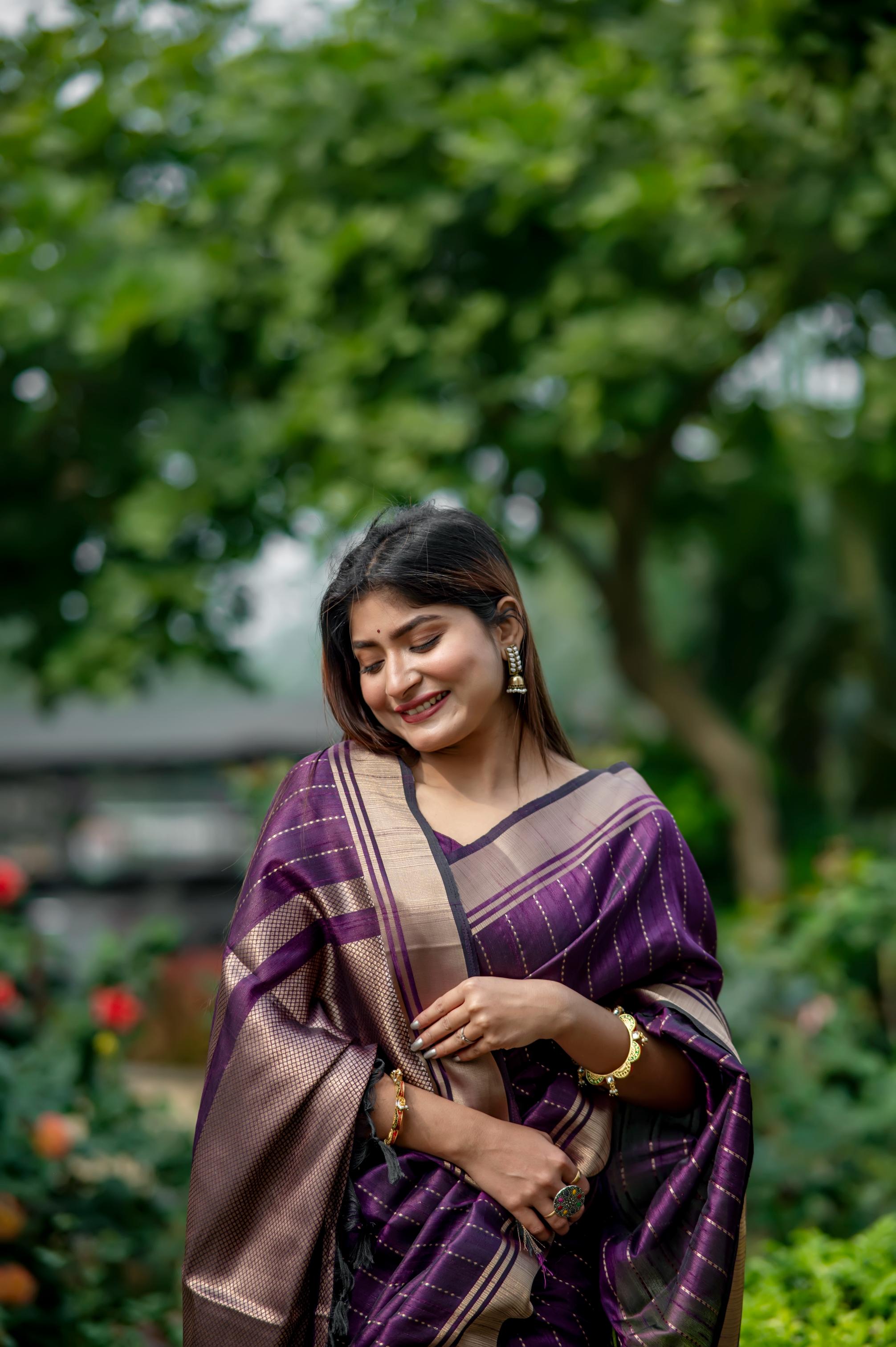 Shikha -Luxurious Silk saree Stripe Saree