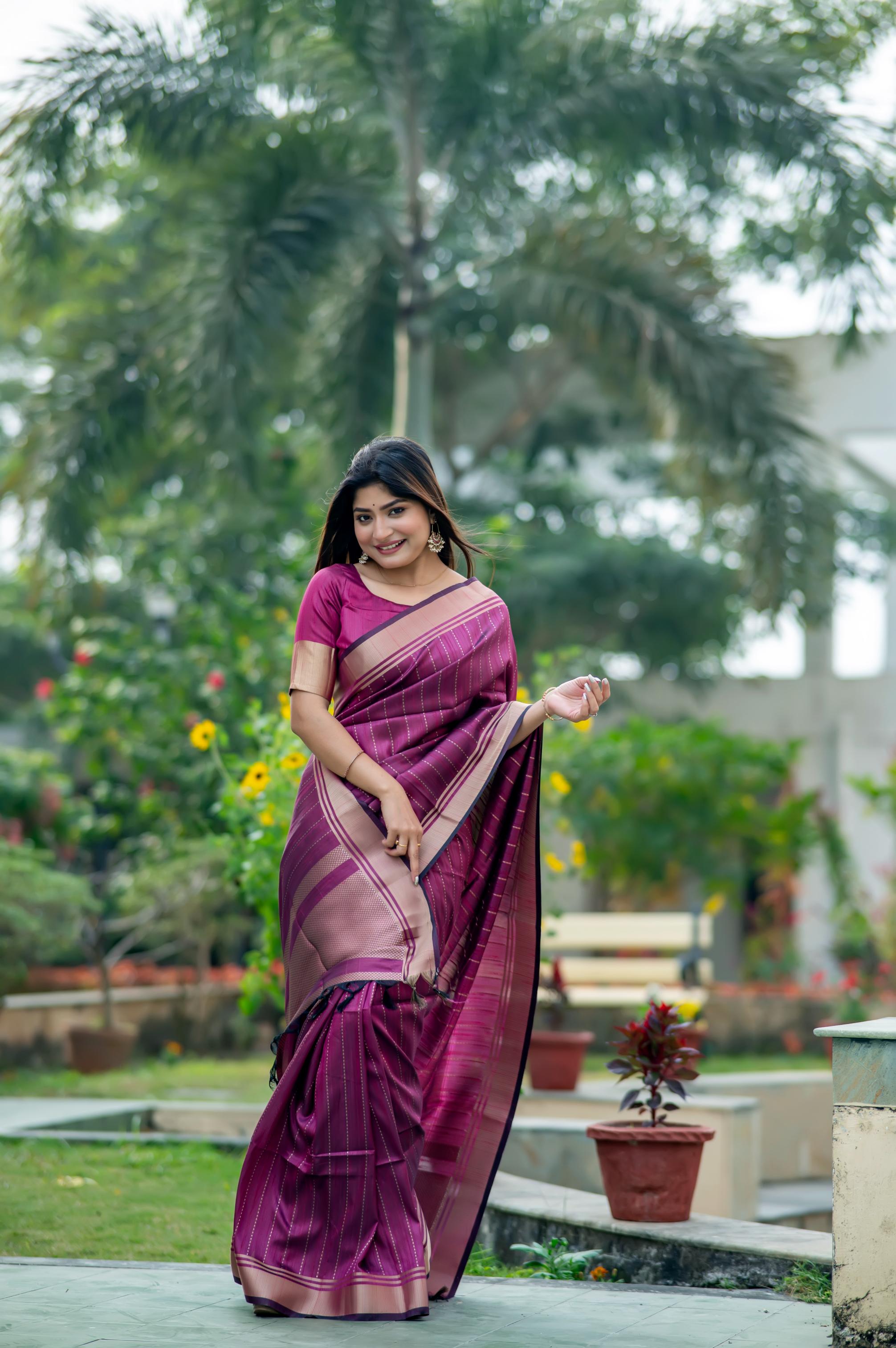 Shikha -Luxurious Silk saree Stripe Saree