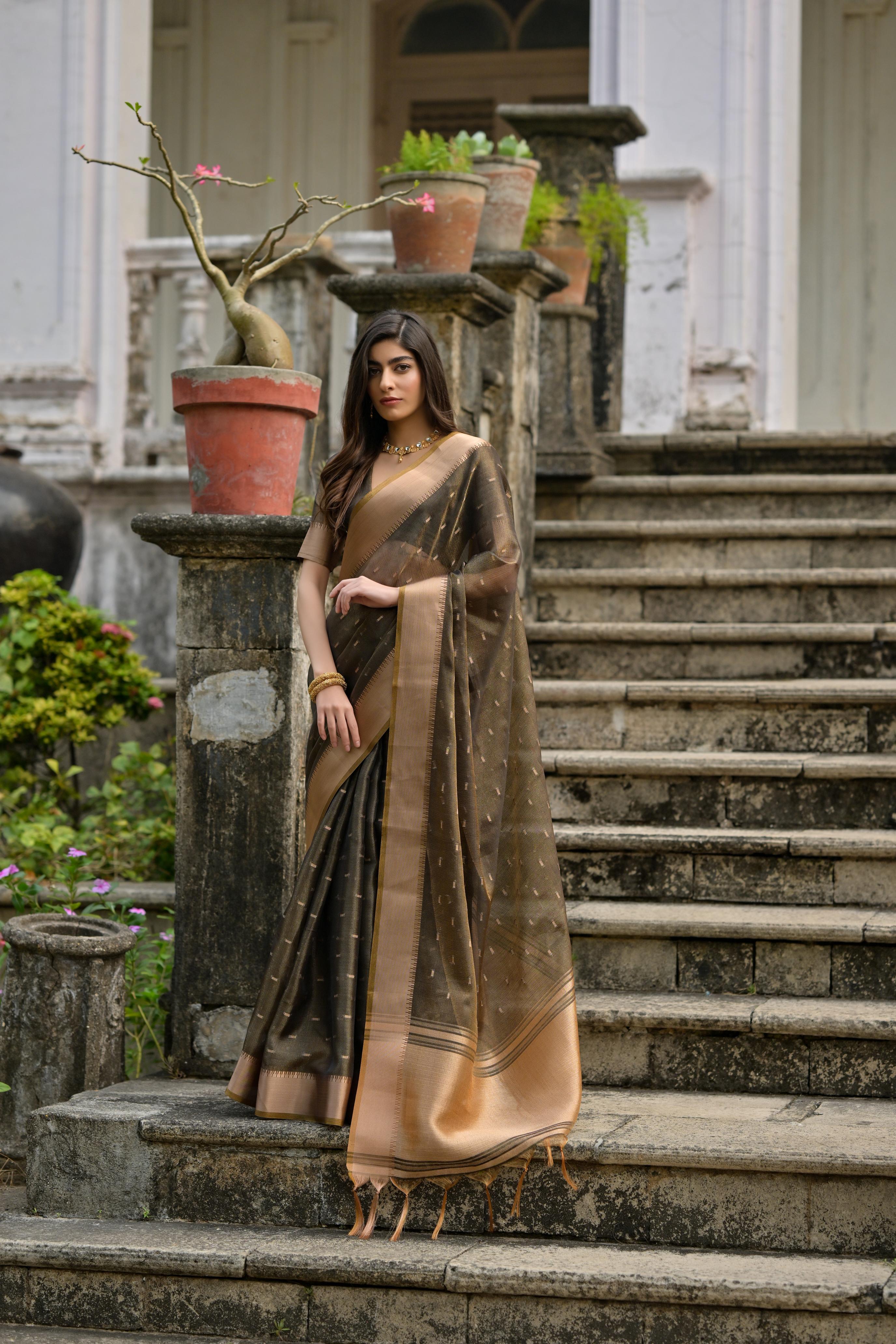 Kenvi- Cyan Soft Kalyani Silk Saree