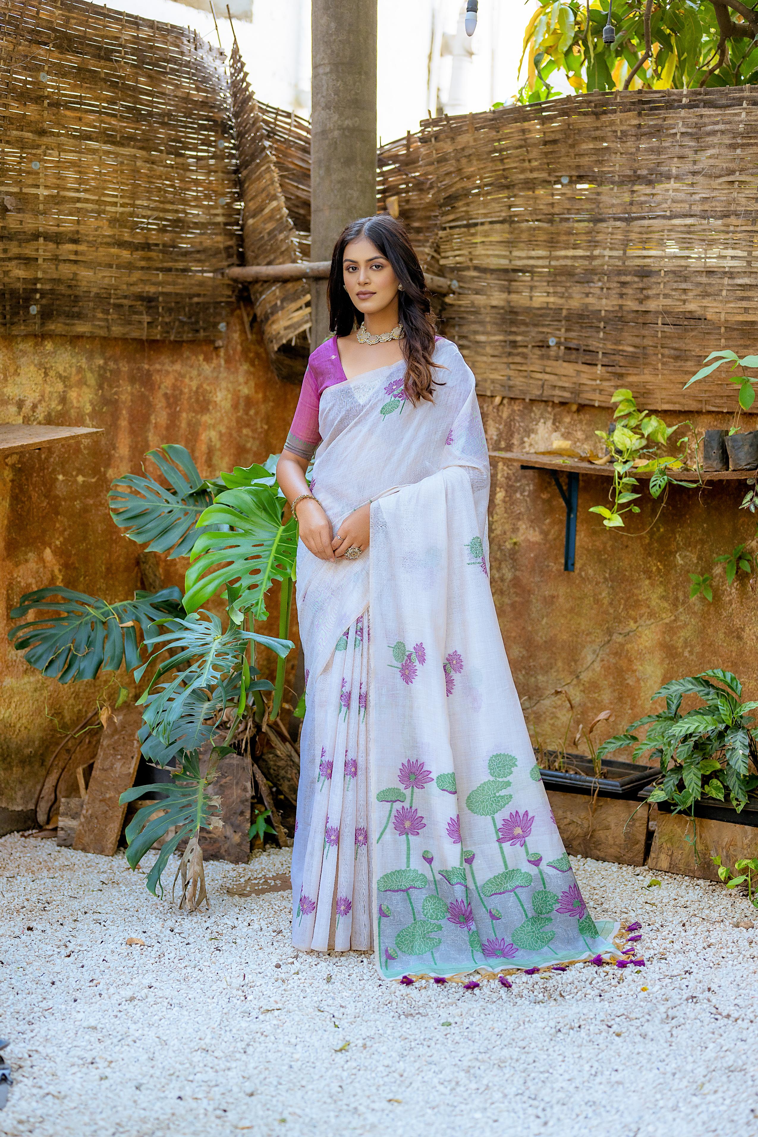 Griva- Graceful Muga Saree with Tassels