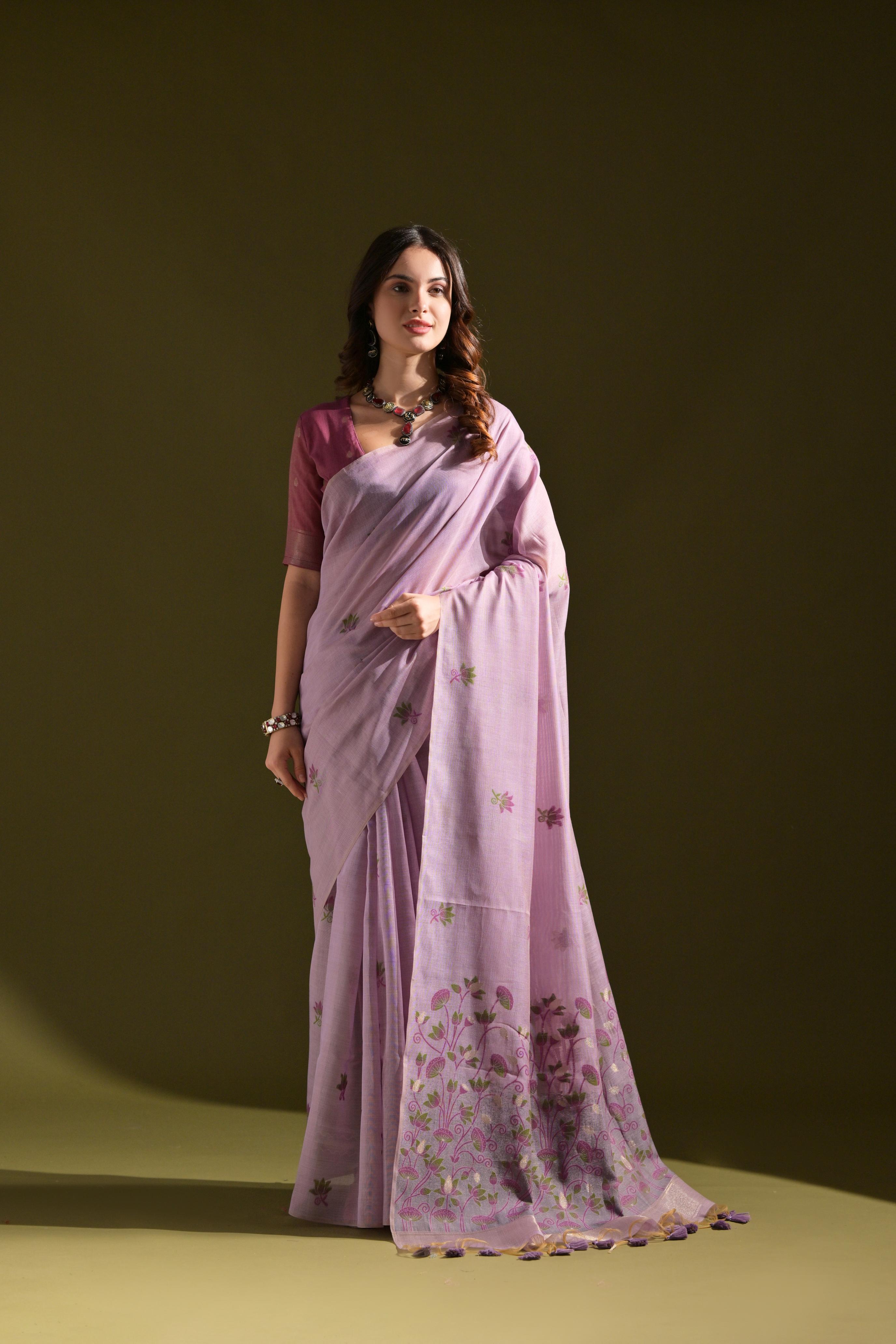 Noor- Muga cotton saree Temple Anarkali Gown is crafted with premium silk and traditional embroidery,