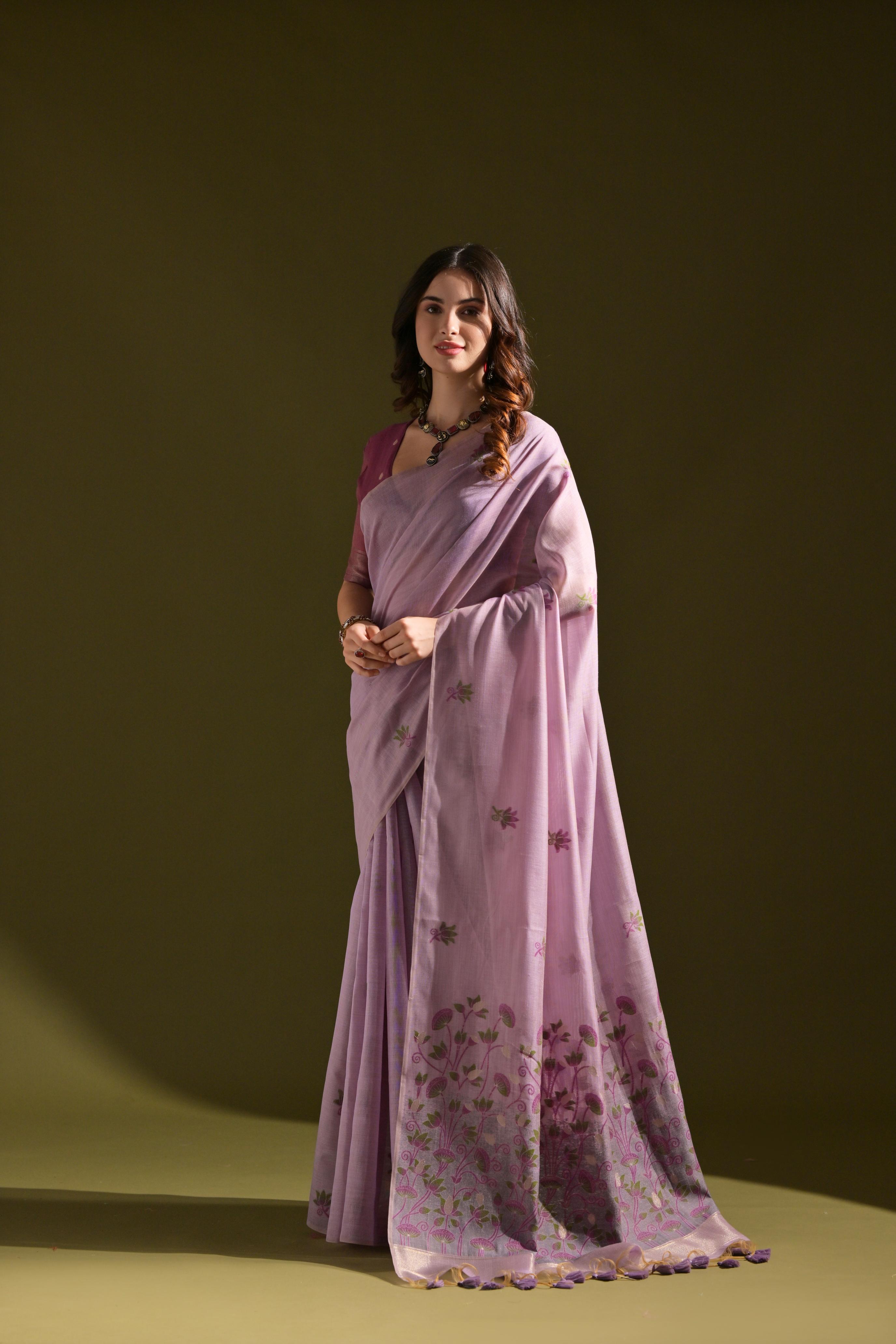 Noor- Muga cotton saree Temple Anarkali Gown is crafted with premium silk and traditional embroidery,