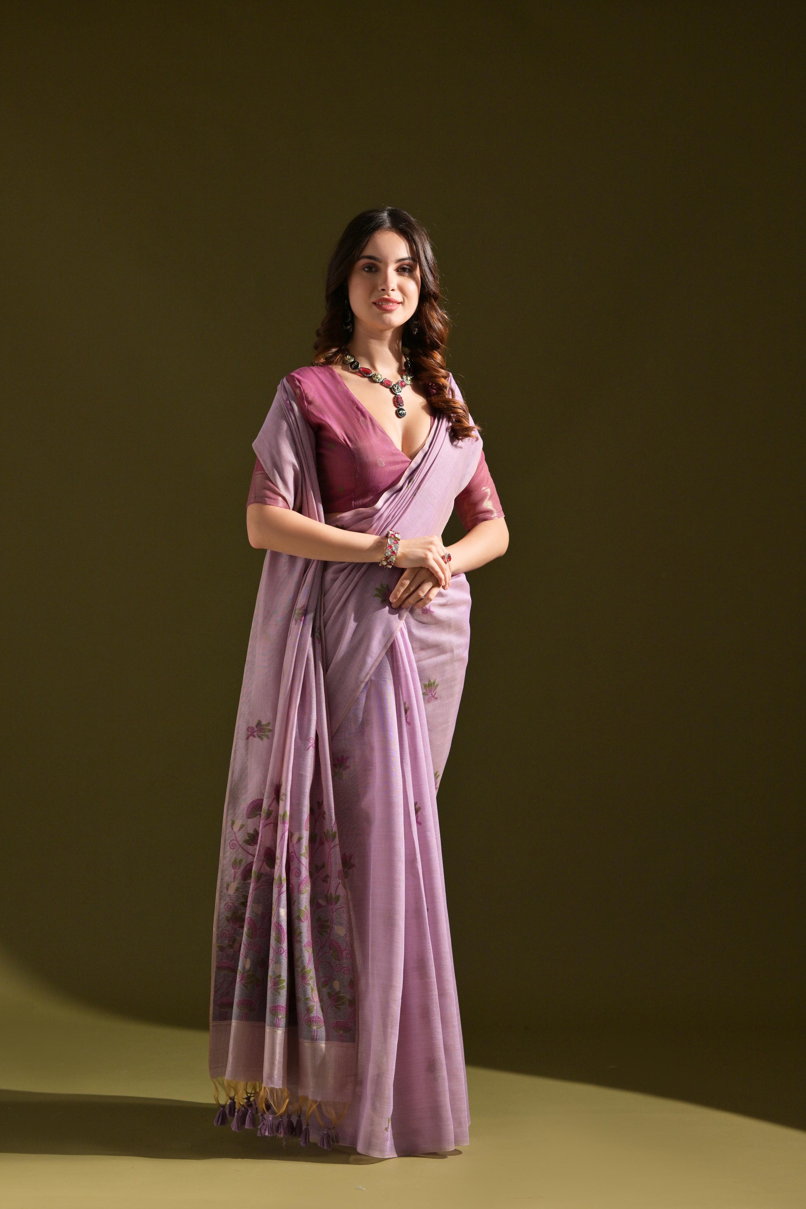 Noor- Muga cotton saree Temple Anarkali Gown is crafted with premium silk and traditional embroidery,