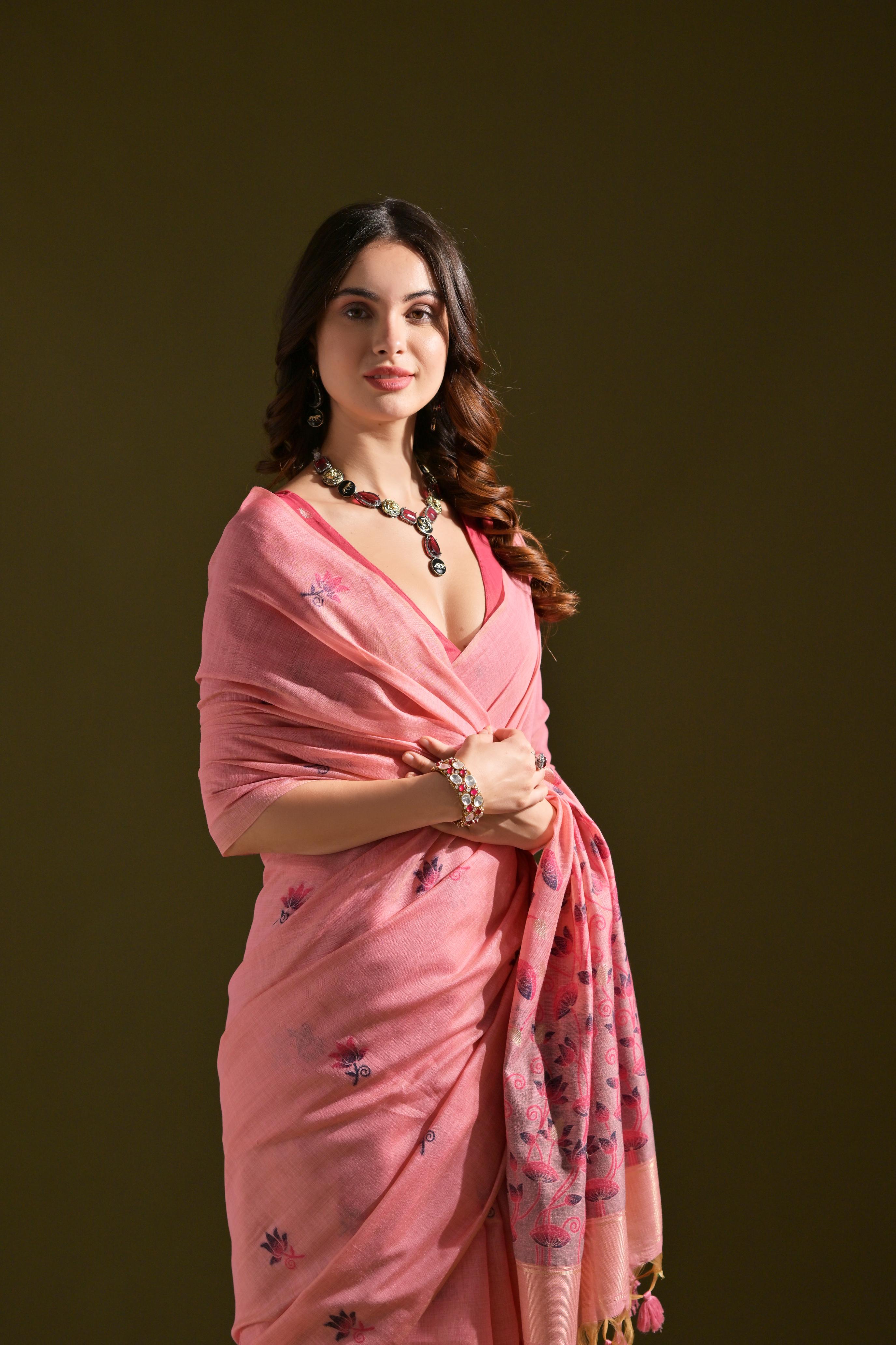 Noor- Muga cotton saree Temple Anarkali Gown is crafted with premium silk and traditional embroidery,