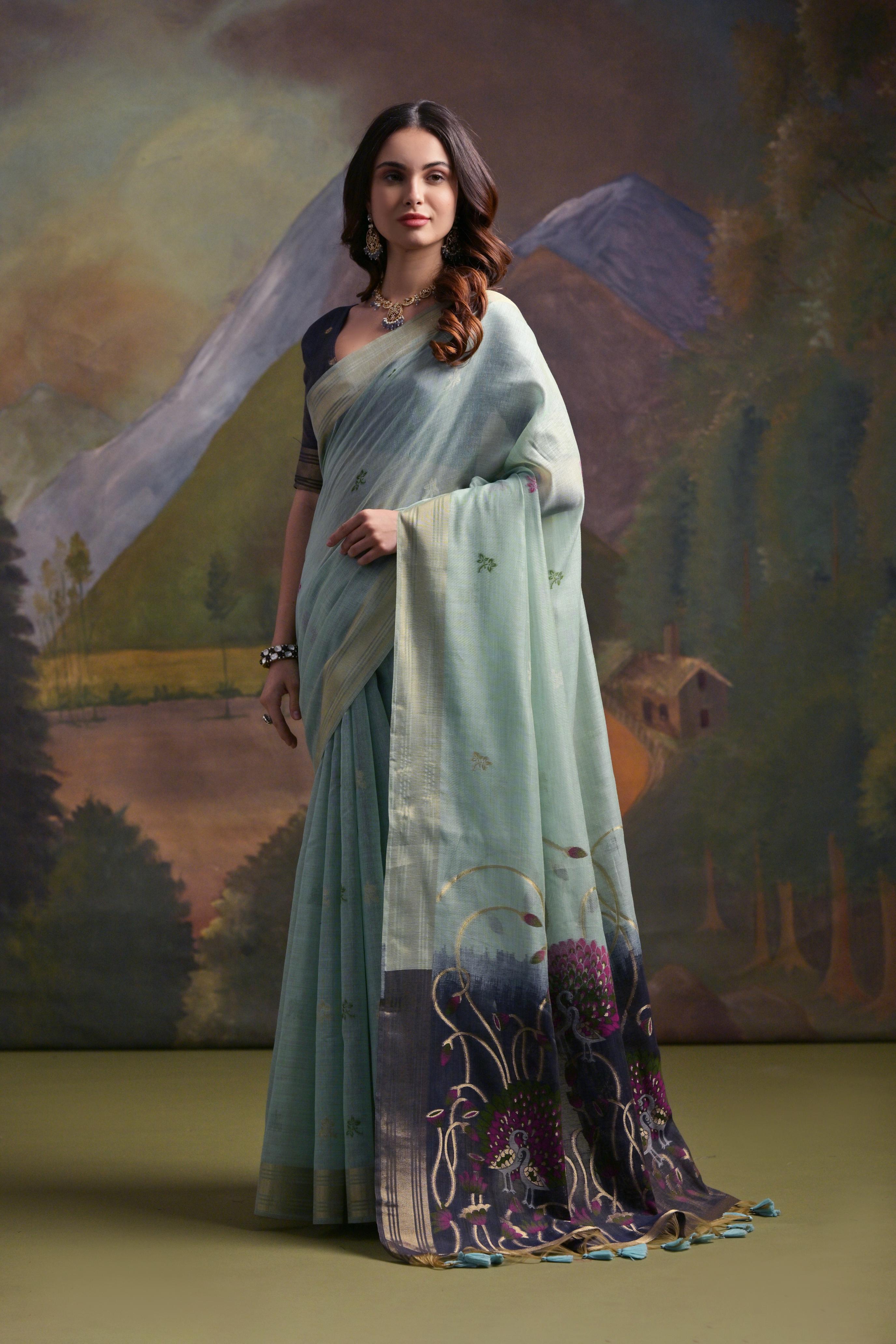 Moor- Peacock Pallu Edition – Muga Cotton Sarees