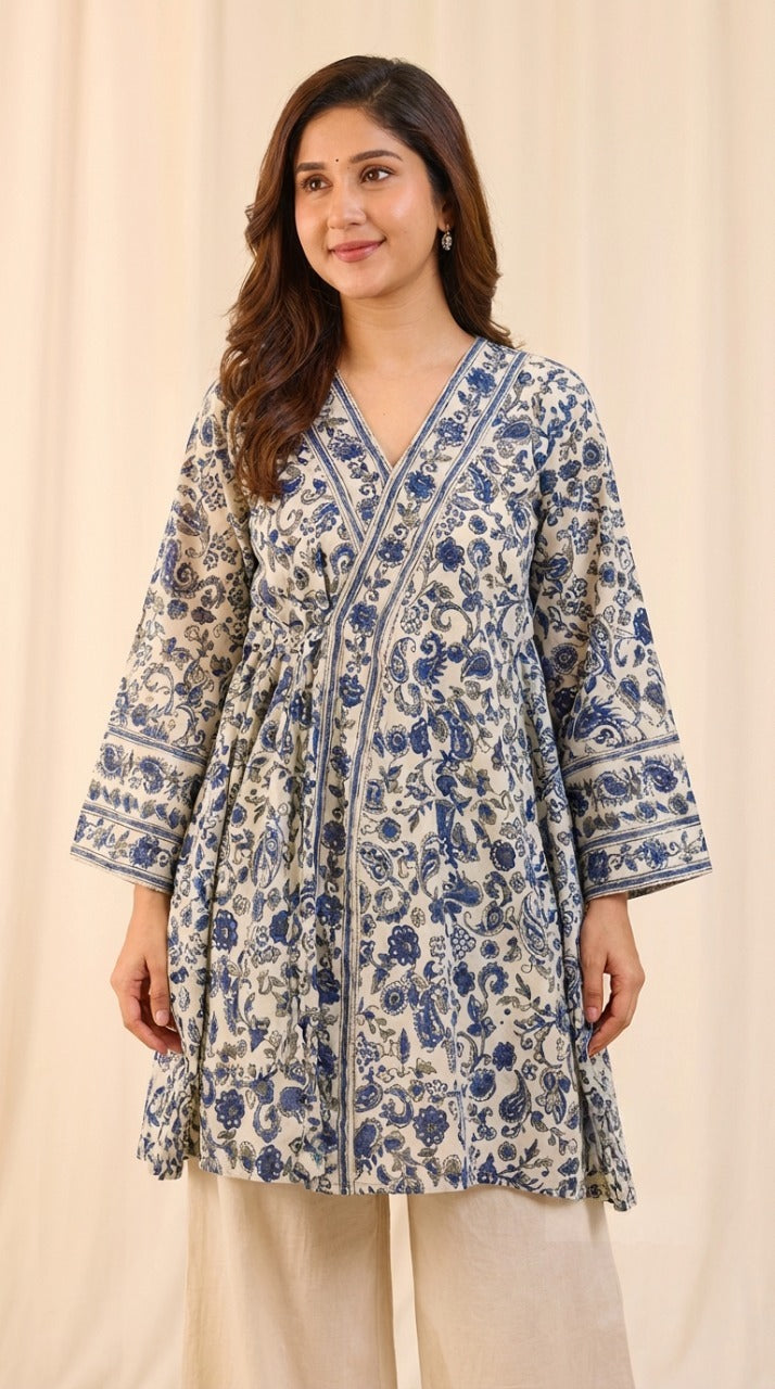 Miru - Botanical Print Kimono Style Kurta Set for Women