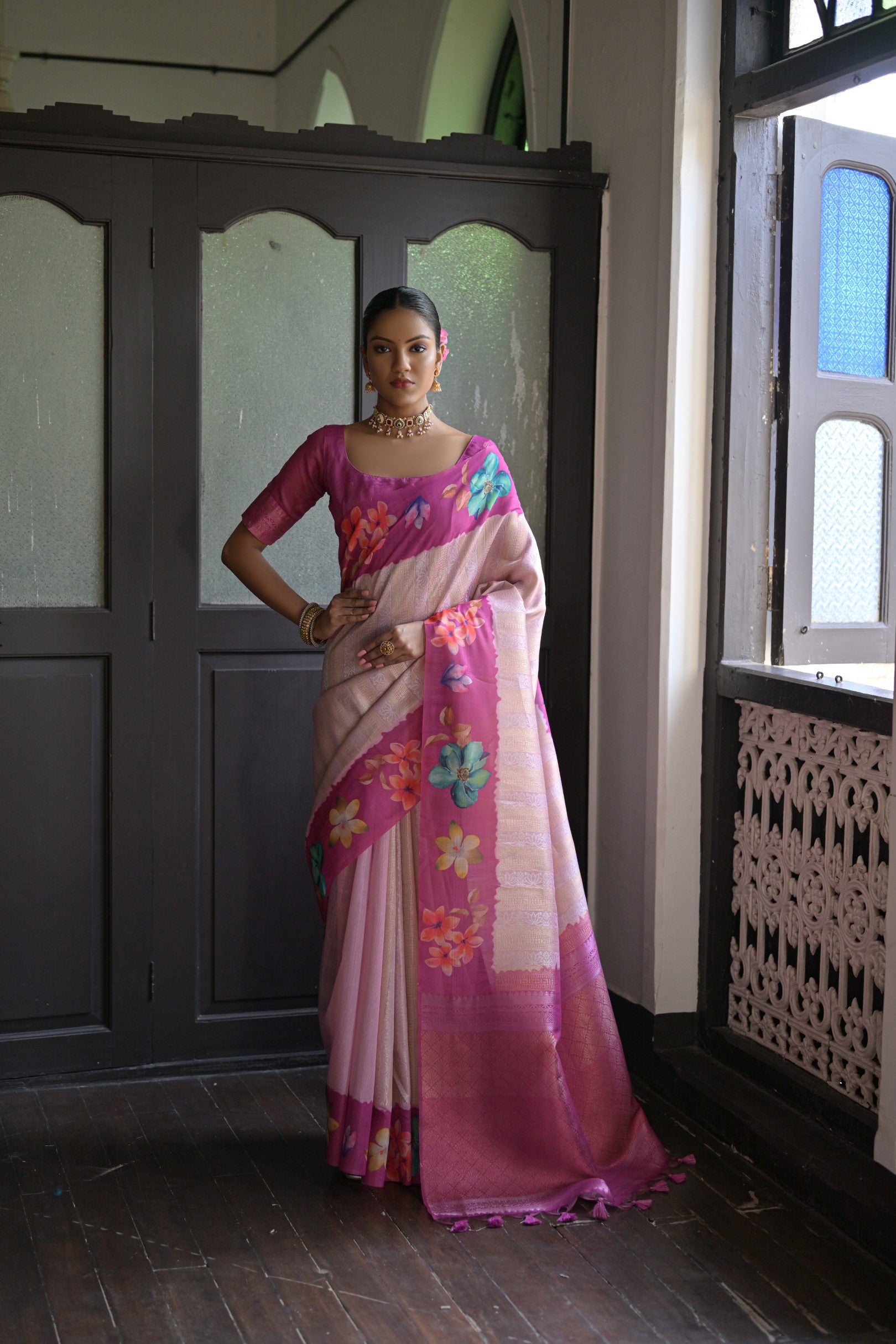 Shibori- Turquoise Silk saree ,tussar saree