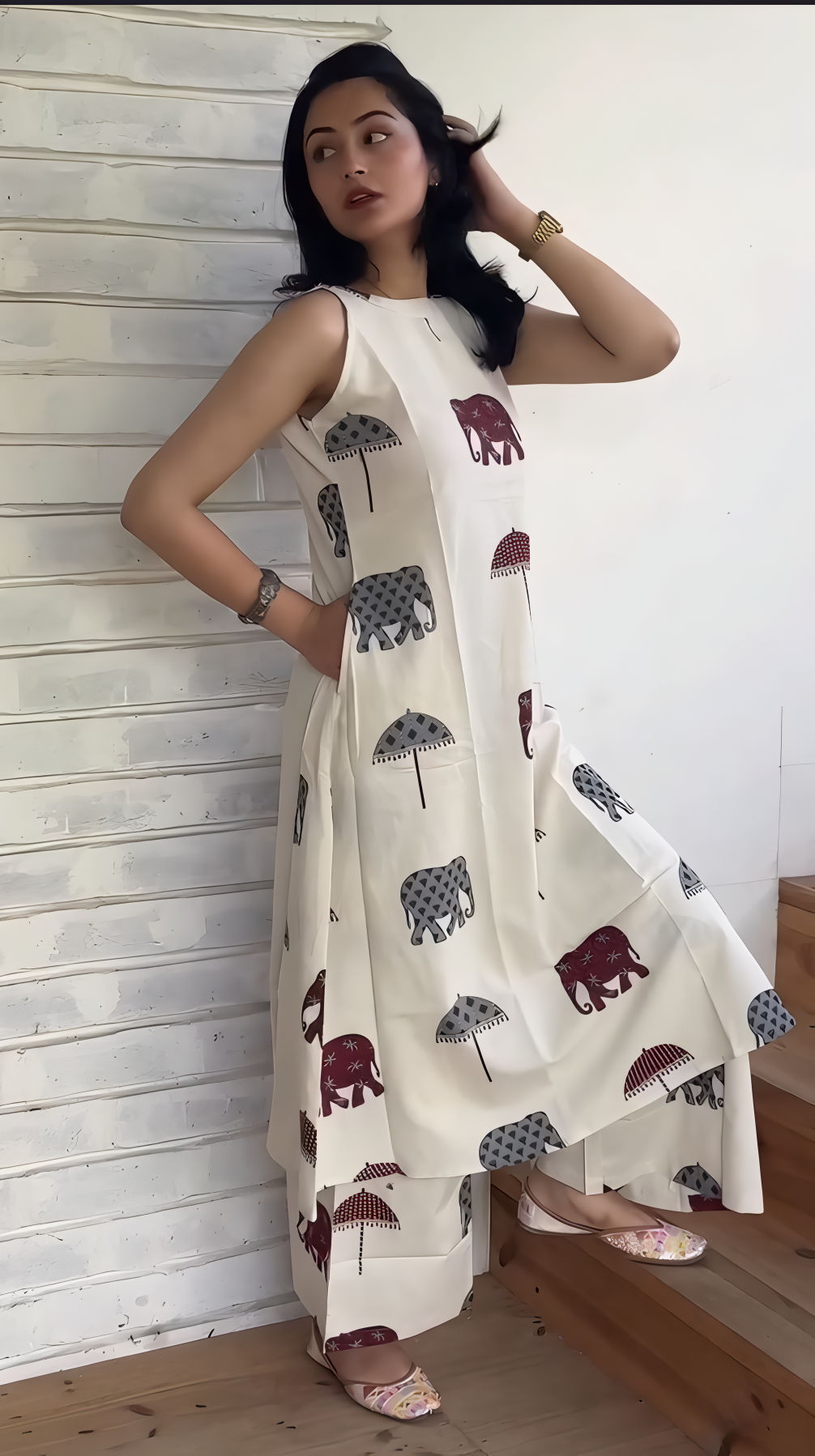 E&F- A must-have kurta set print work and soft fabric