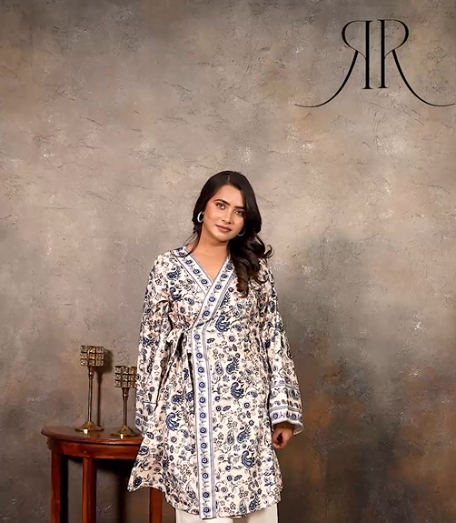 Miru_2.0 - Botanical Print Kimono Style Kurta