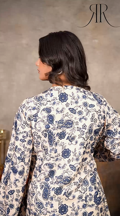 Miru_2.0 - Botanical Print Kimono Style Kurta
