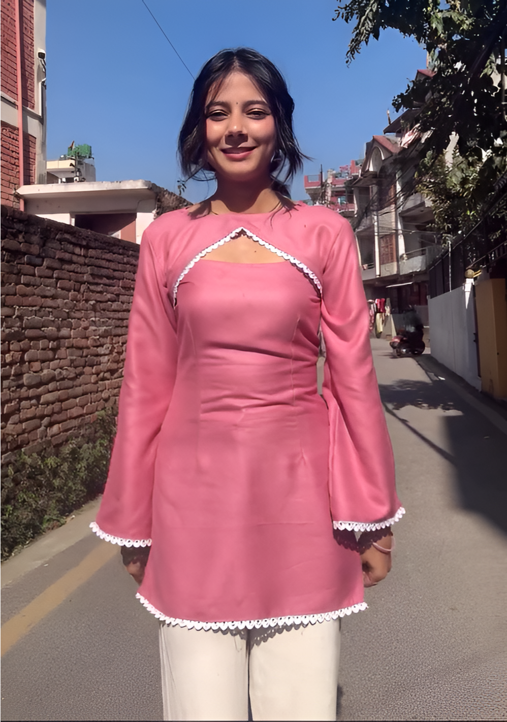 Convertible Rayon Kurti Set with Corset Back