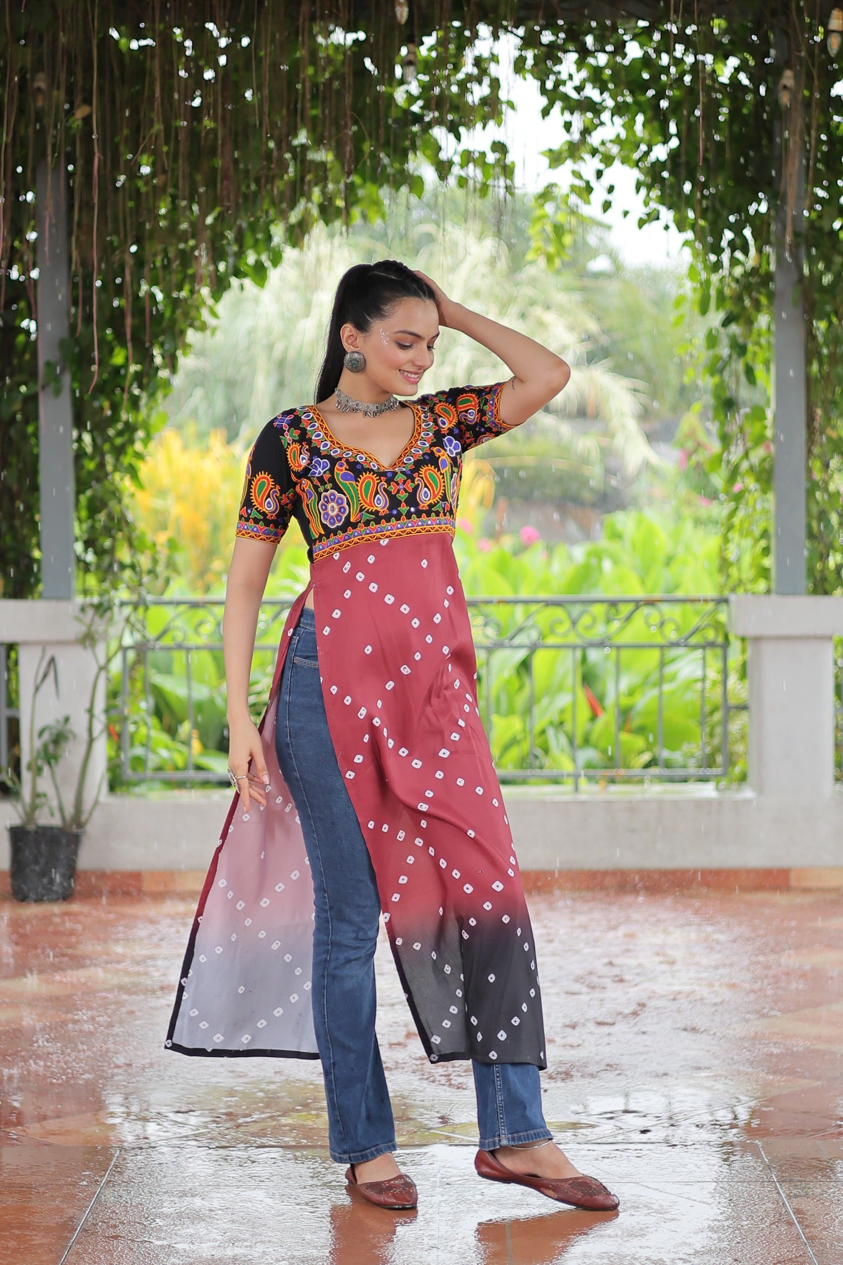 Tal- Printed Reyon With Kutchi Gamthi Work.