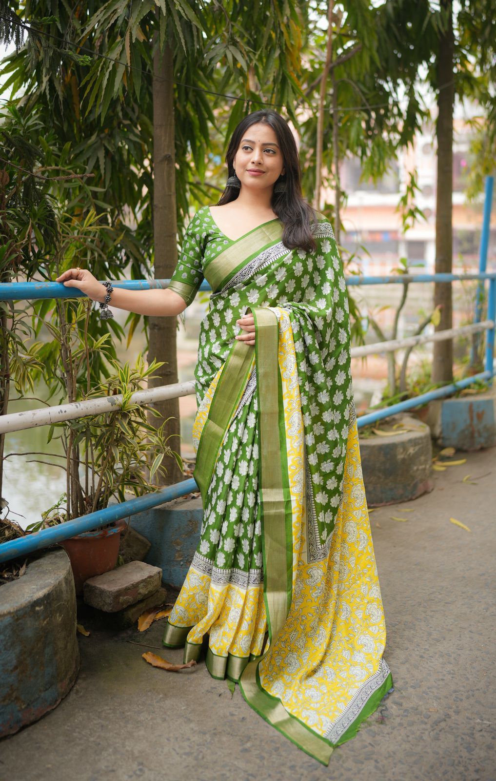 Kusum- New fancy ajrakh style printed saree.