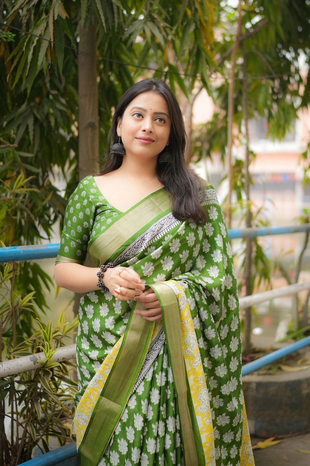 Kusum- New fancy ajrakh style printed saree.