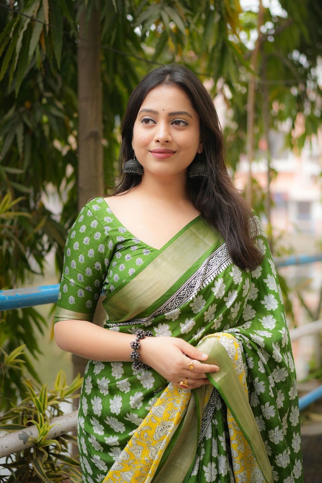 Kusum- New fancy ajrakh style printed saree.