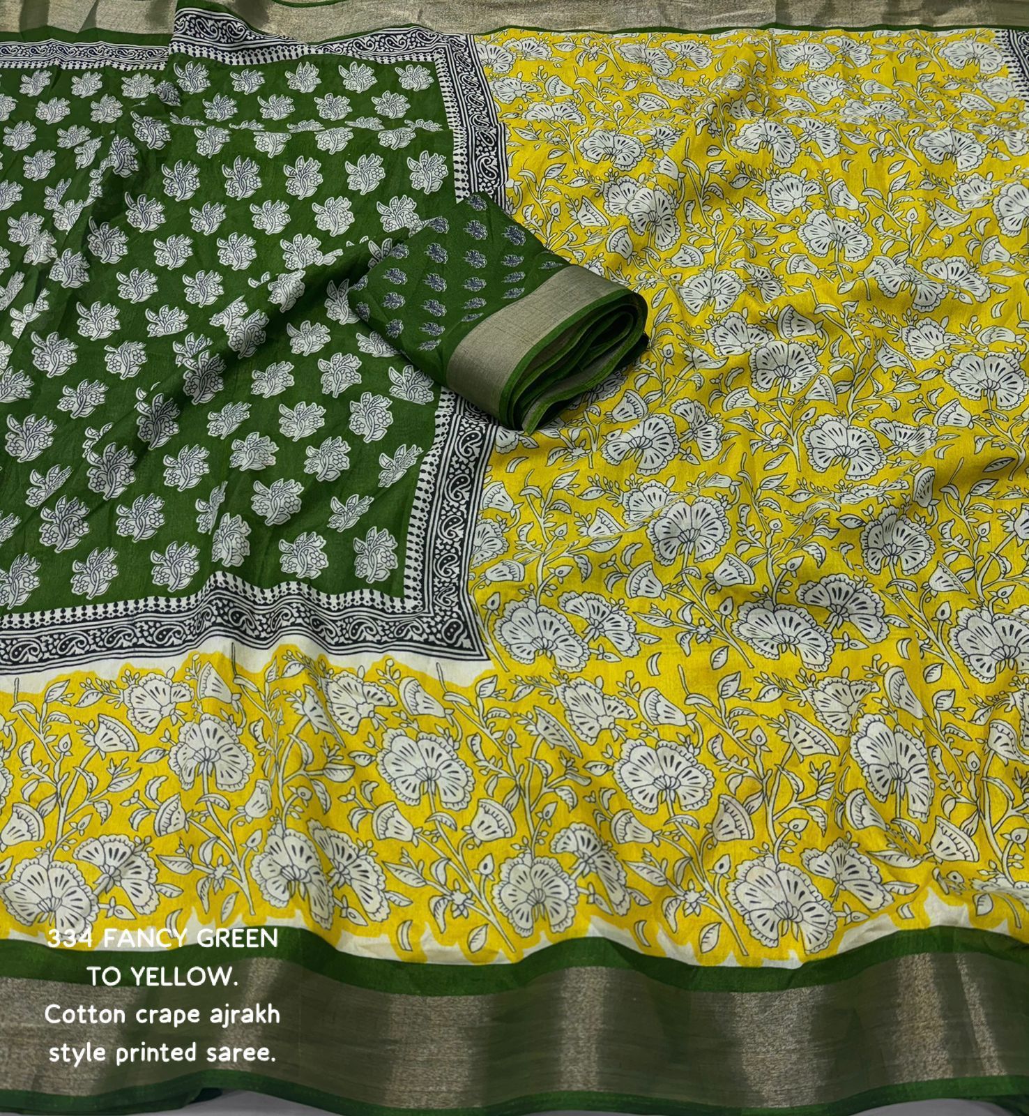 Kusum- New fancy ajrakh style printed saree.