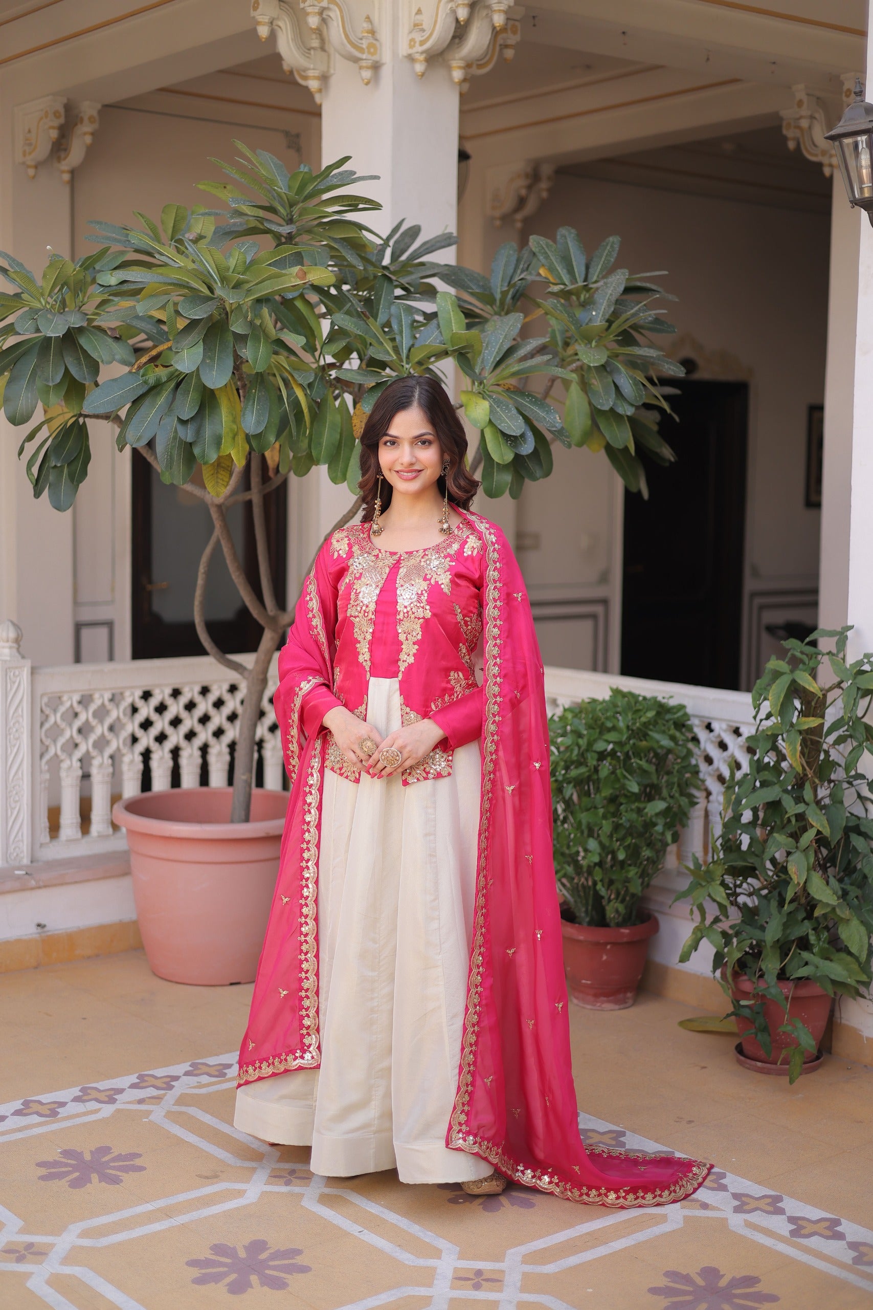 Royal fashion moment with this premium embroidered gown set