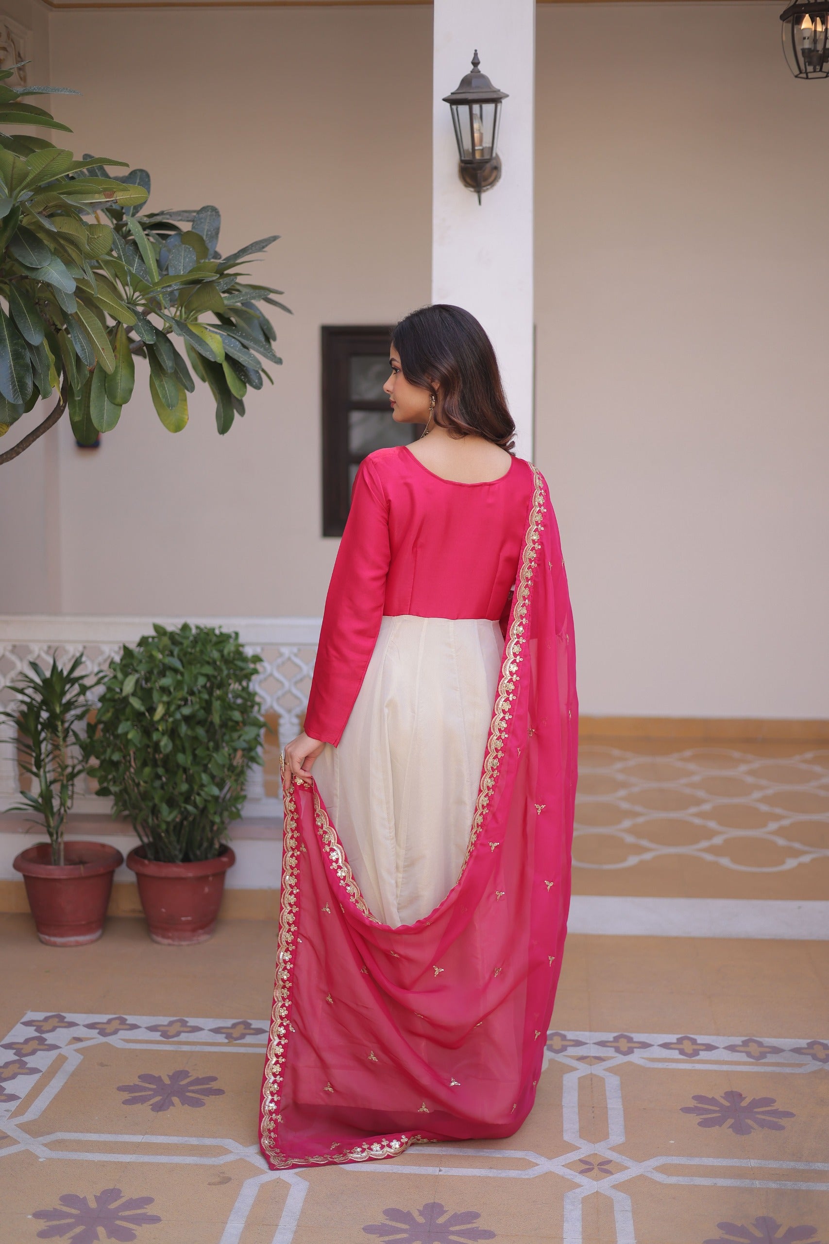 Royal fashion moment with this premium embroidered gown set