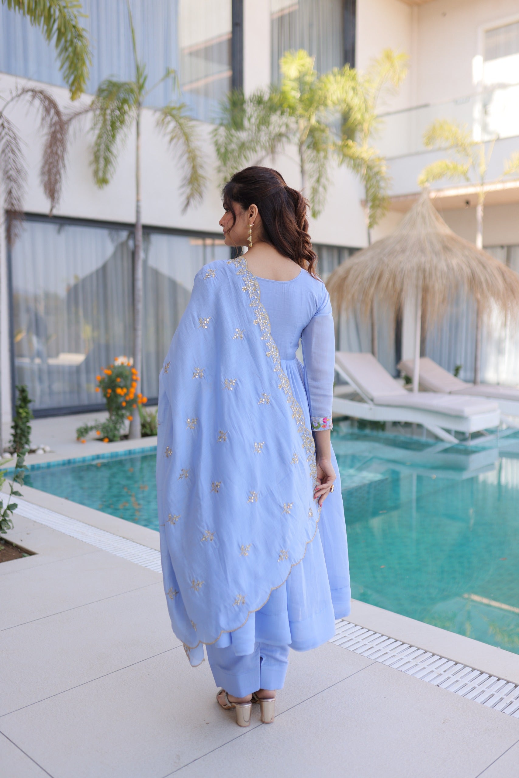 Mal Chanderi  with Beads embroidery-work