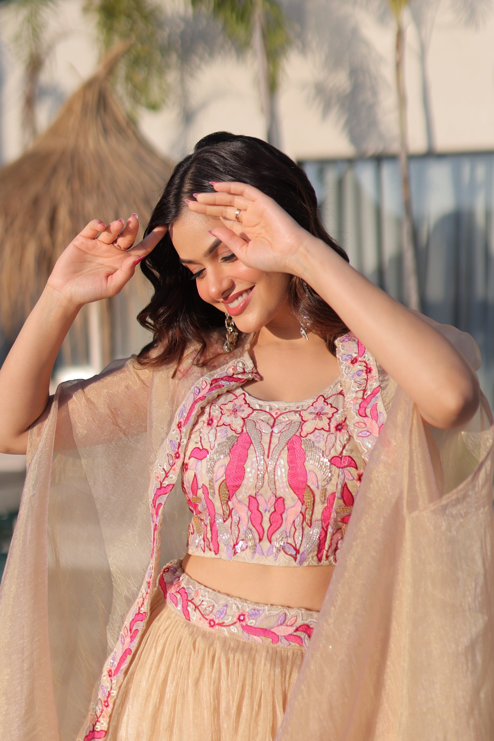Sindur silk,Beads Embroidered work.  LEHENGA CHOLI ✨