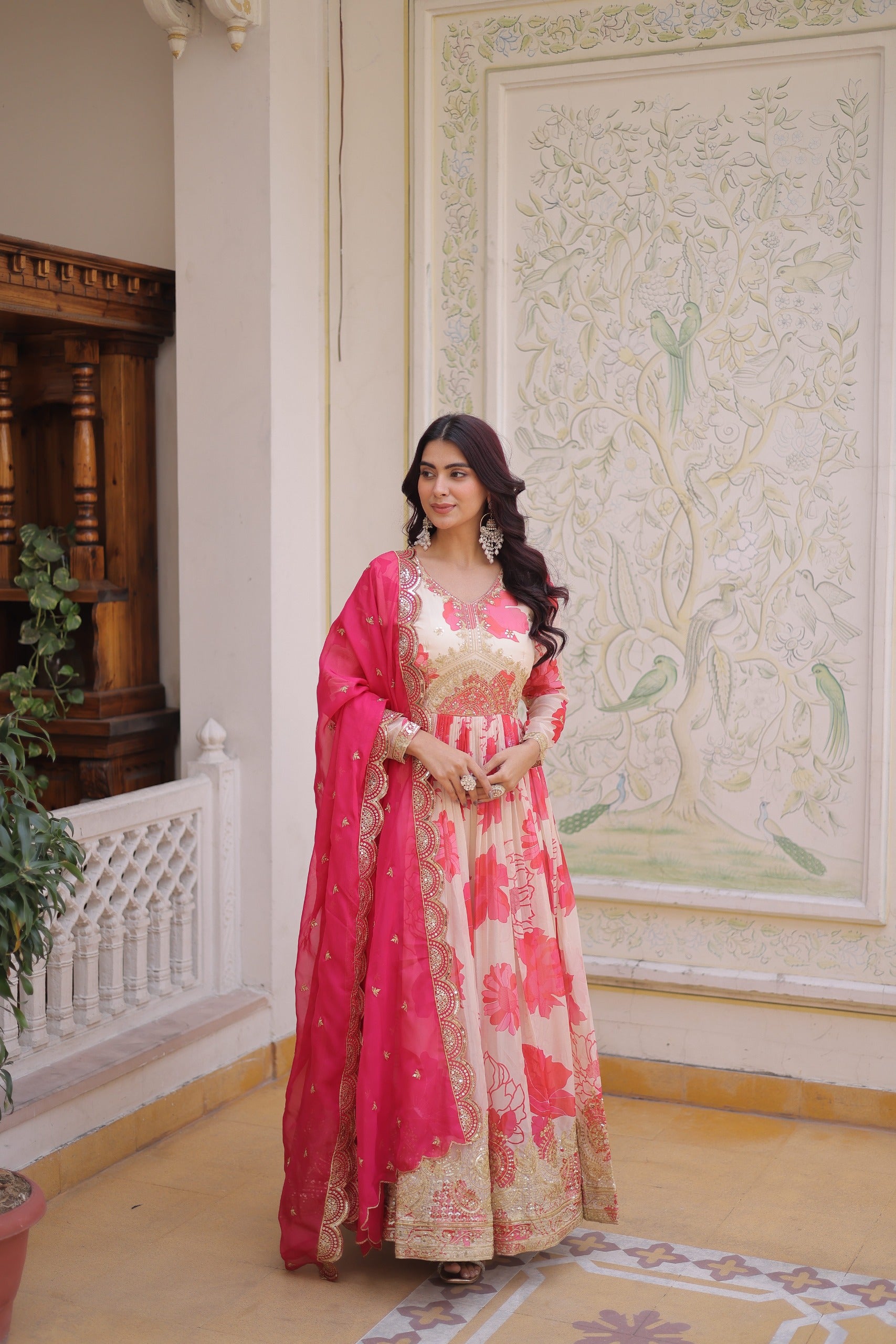 Most Viral Pink Floral Anarkali – Luxury Wedding Wear Collection