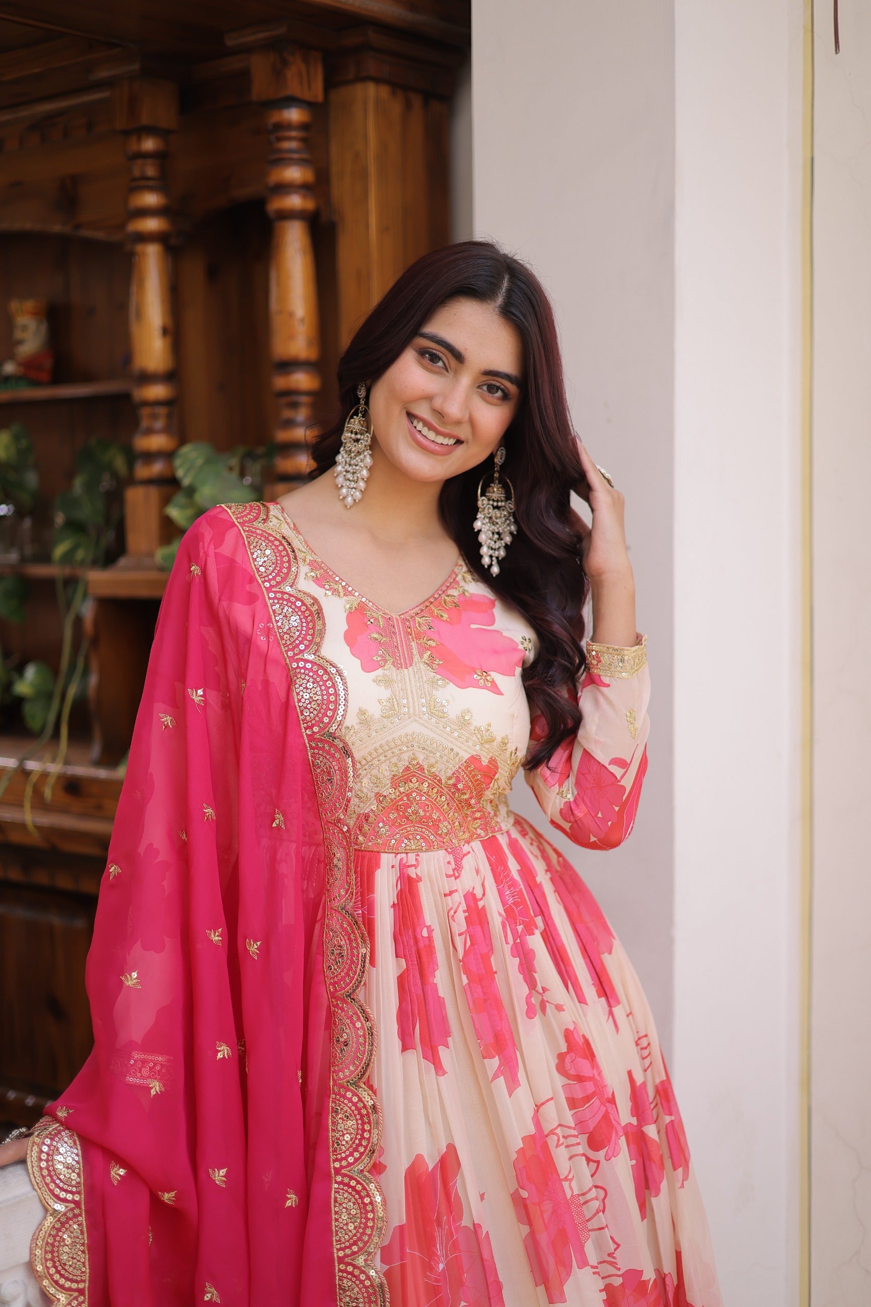 Most Viral Pink Floral Anarkali – Luxury Wedding Wear Collection