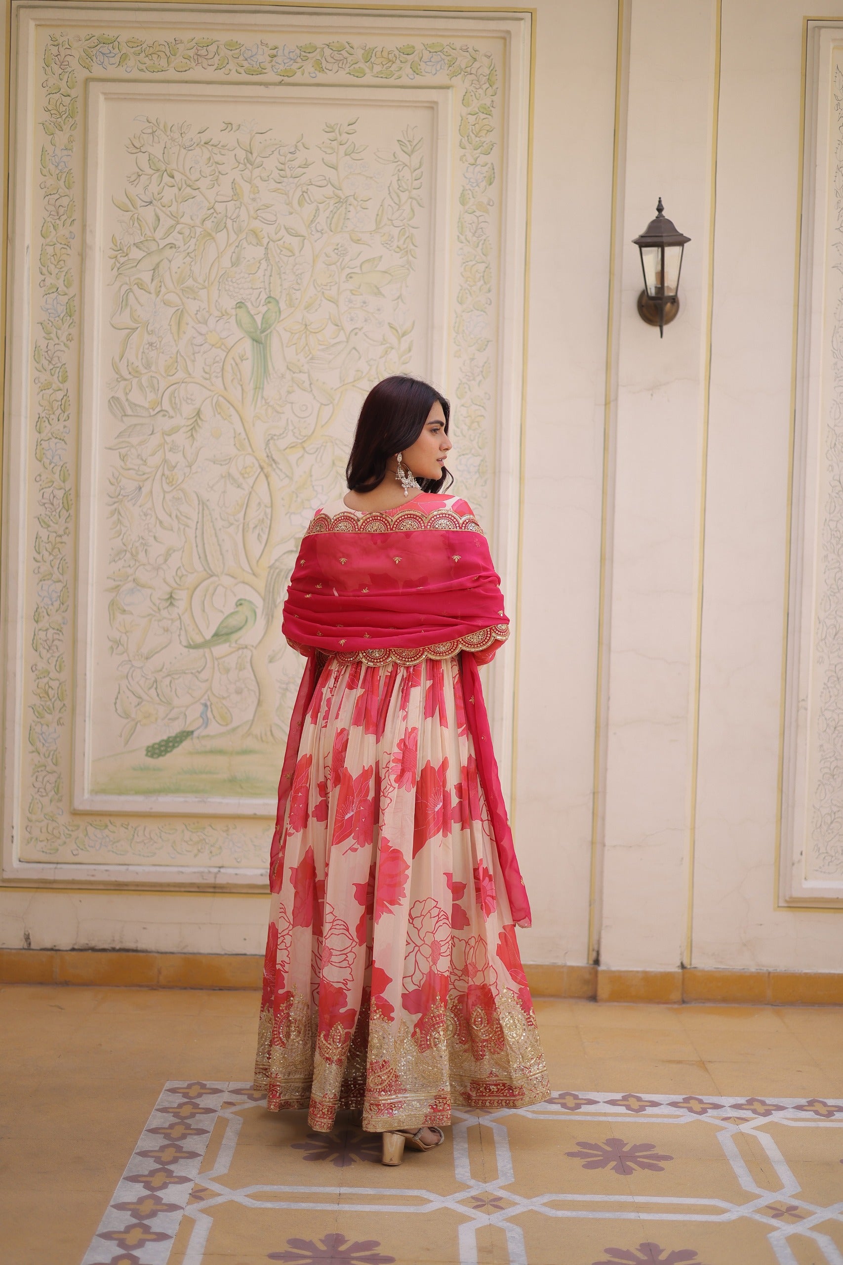Most Viral Pink Floral Anarkali – Luxury Wedding Wear Collection