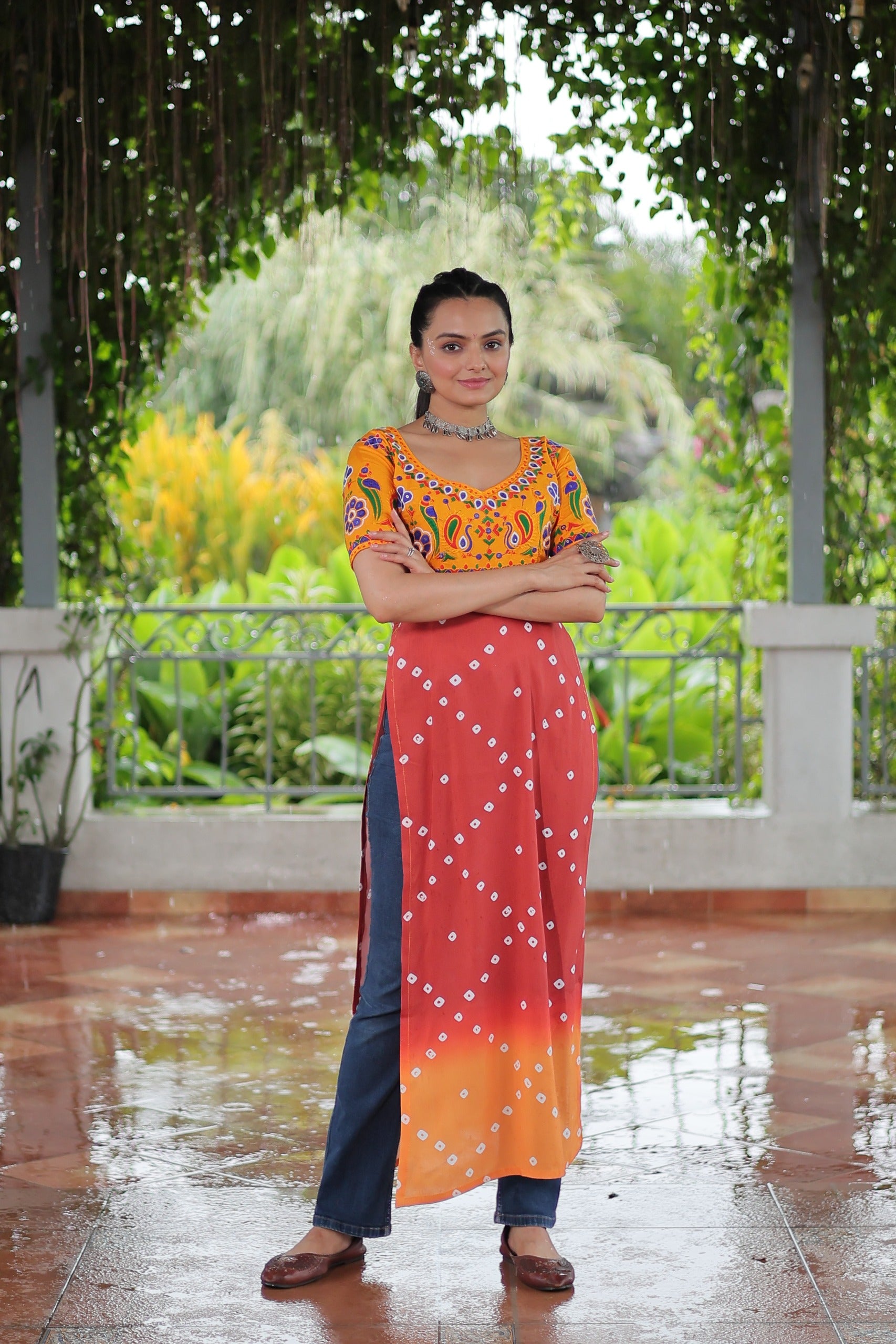 Tal- Printed Reyon With Kutchi Gamthi Work.