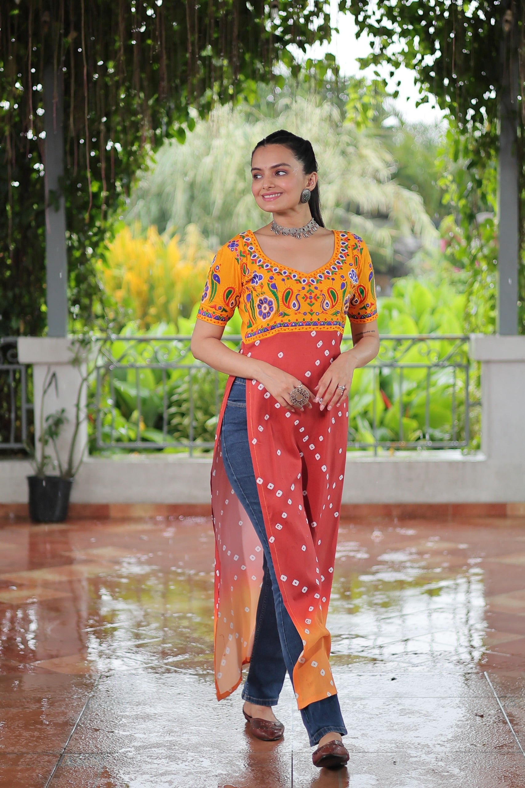 Tal- Printed Reyon With Kutchi Gamthi Work.