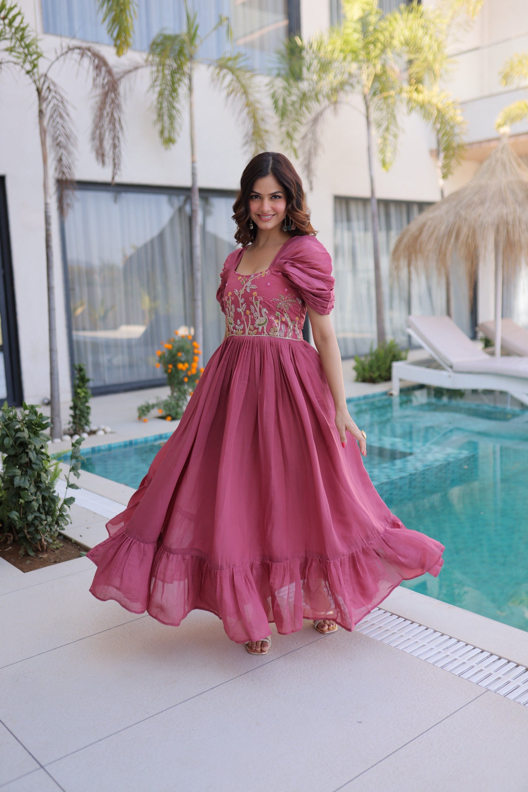 Mal Chanderi  with Beads embroidery-work
