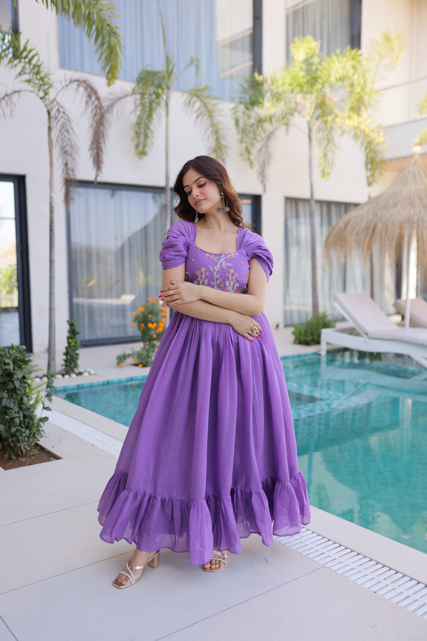 Mal Chanderi  with Beads embroidery-work