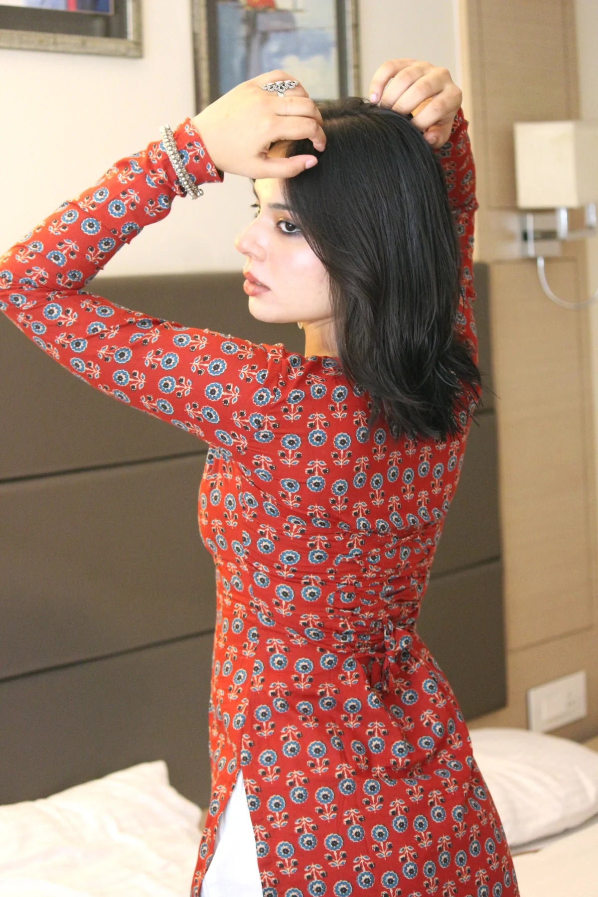 Zaya- The deep V-neckline adds a flattering touch