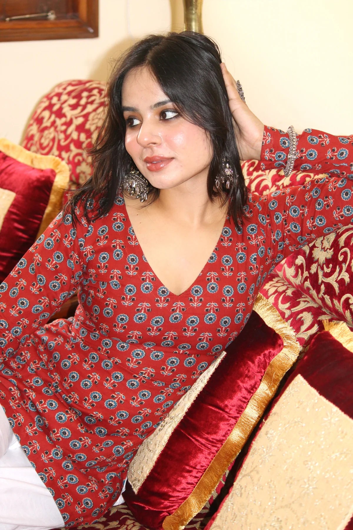 Zaya- The deep V-neckline adds a flattering touch
