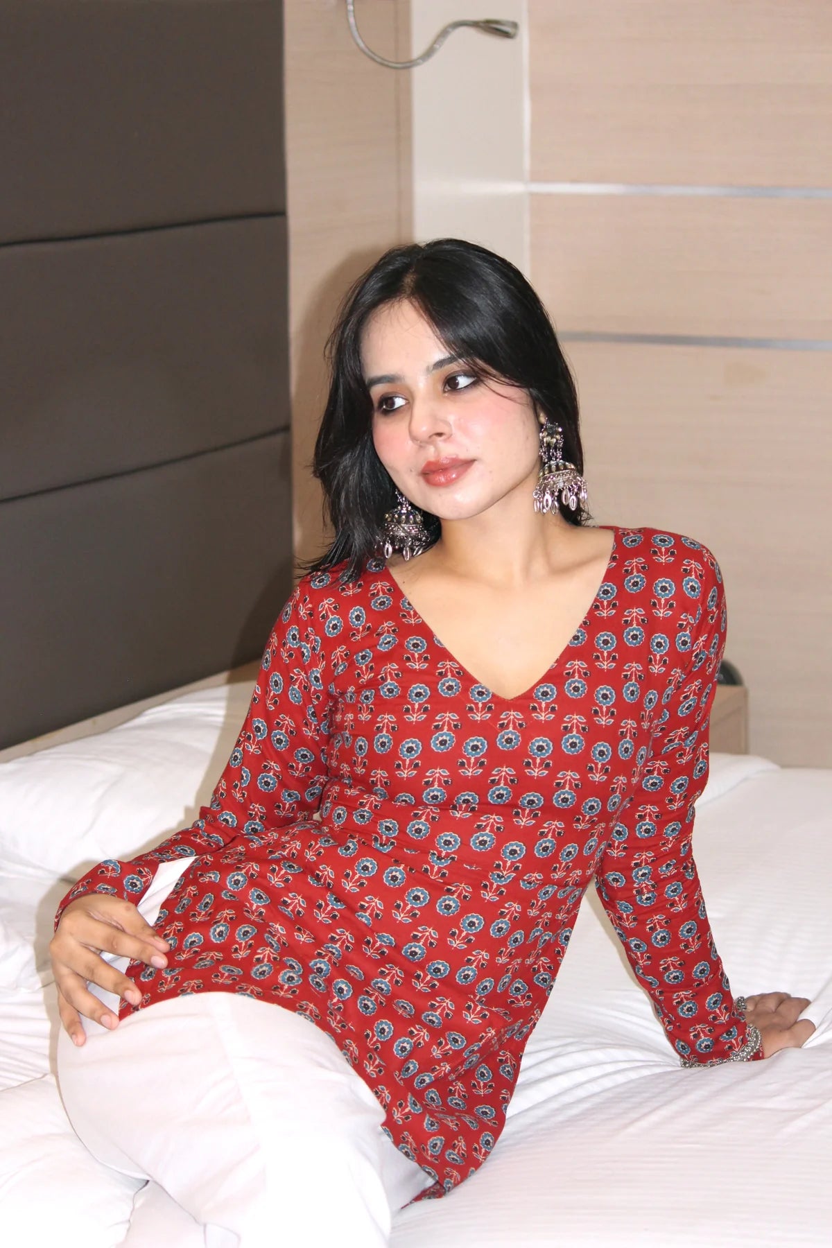 Zaya- The deep V-neckline adds a flattering touch