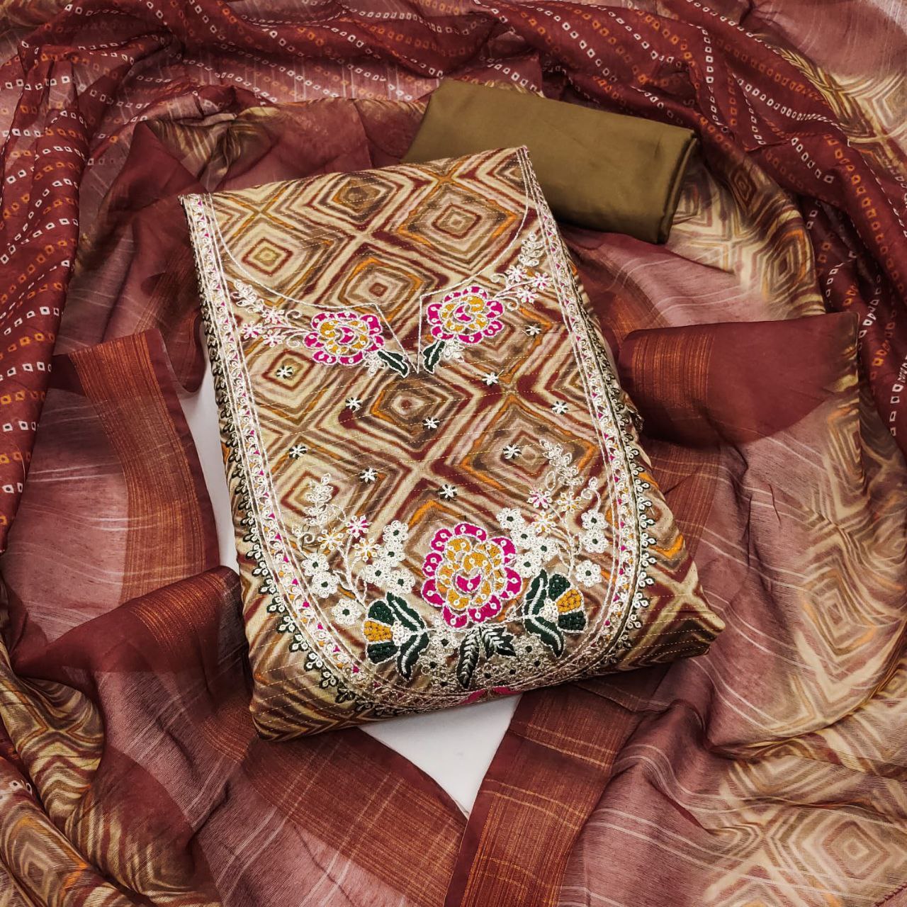 Checks - Exclusive Dress Material Suit  For Women