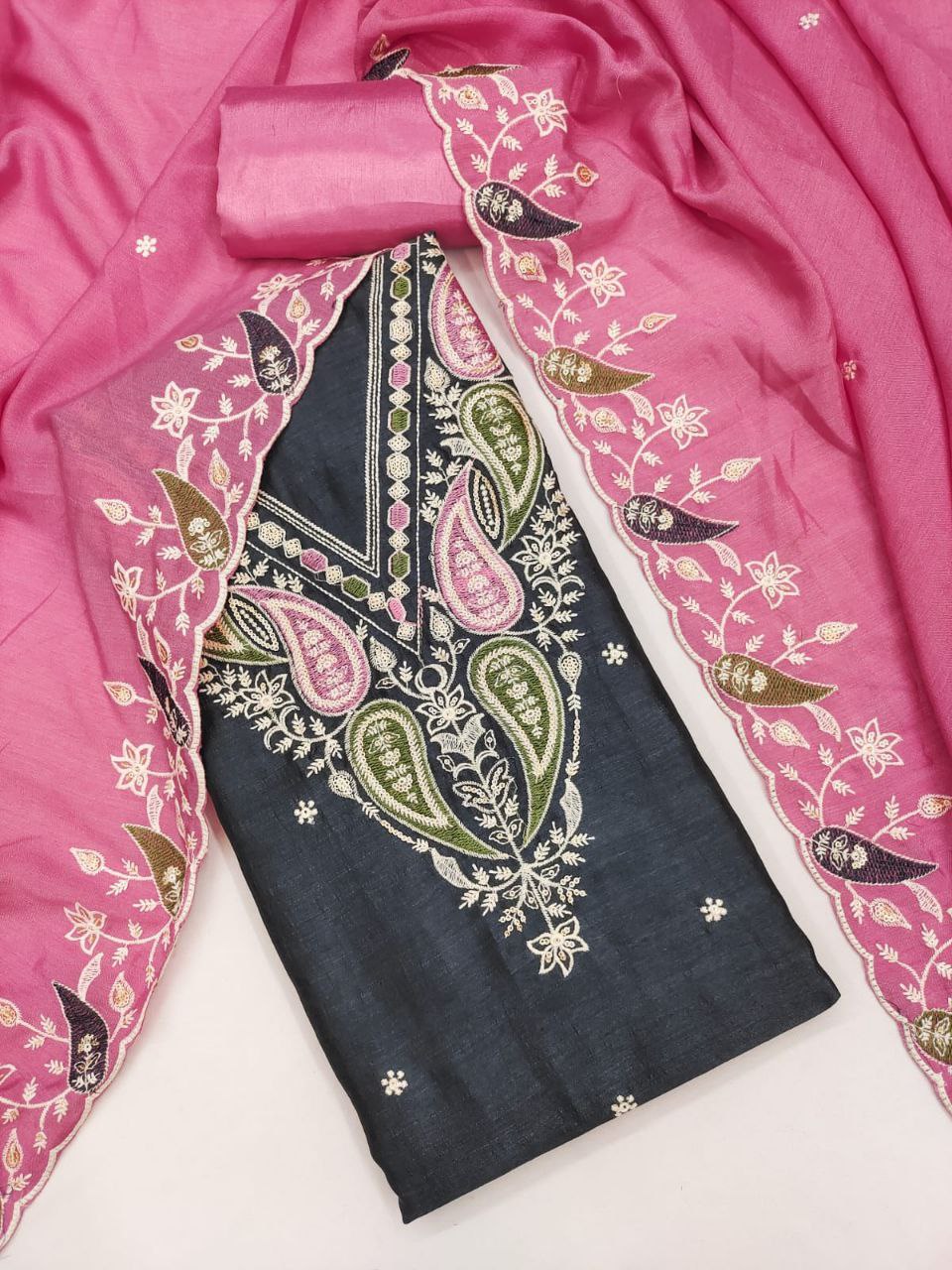 Luxe- Designer Embroidery Work Unstitched Dress Set