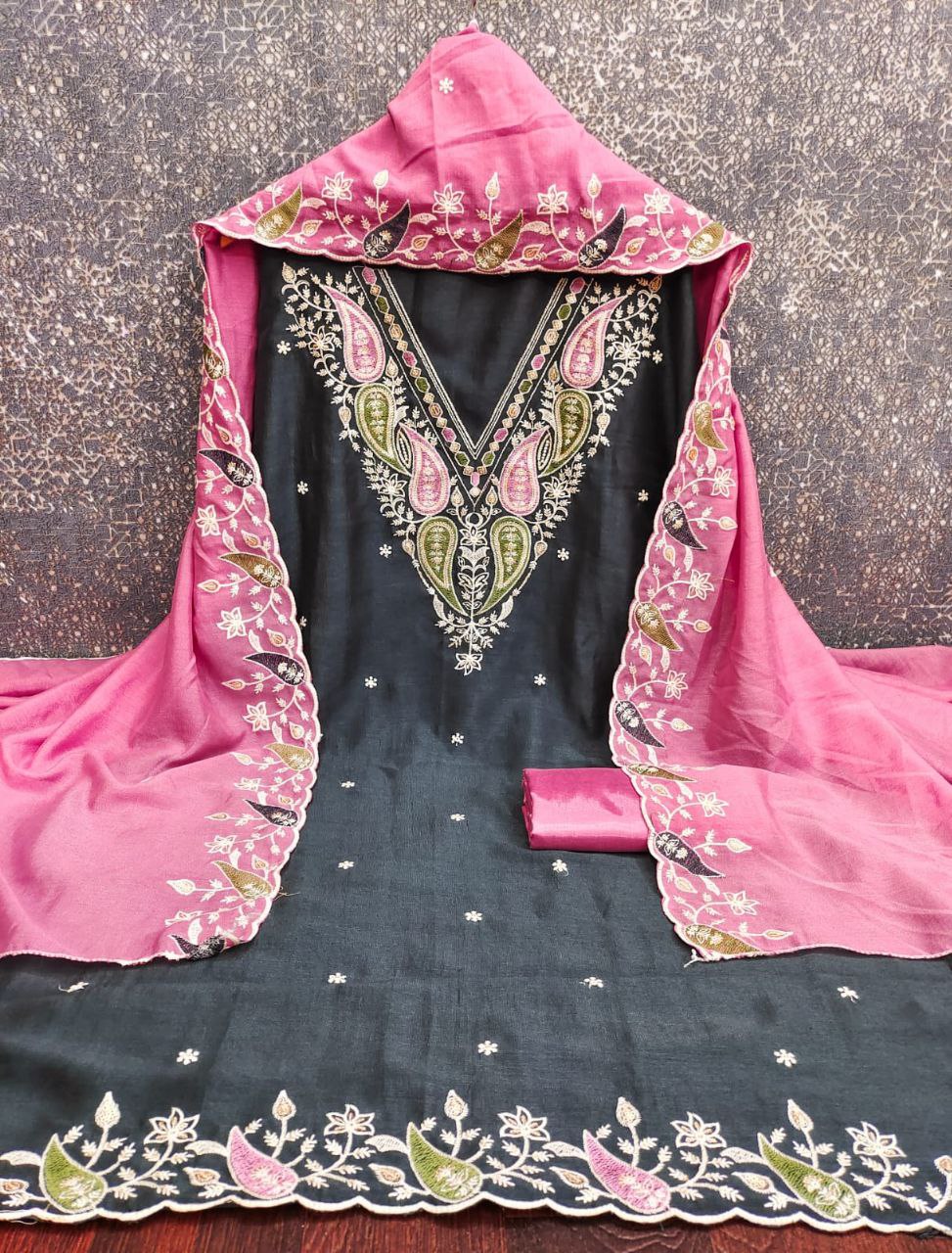 Luxe- Designer Embroidery Work Unstitched Dress Set