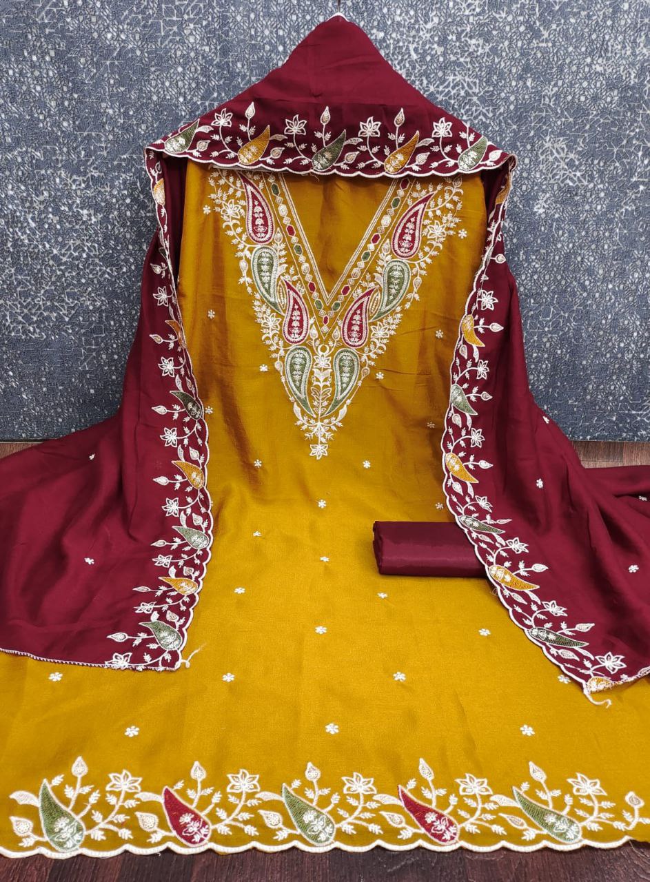 Luxe- Designer Embroidery Work Unstitched Dress Set