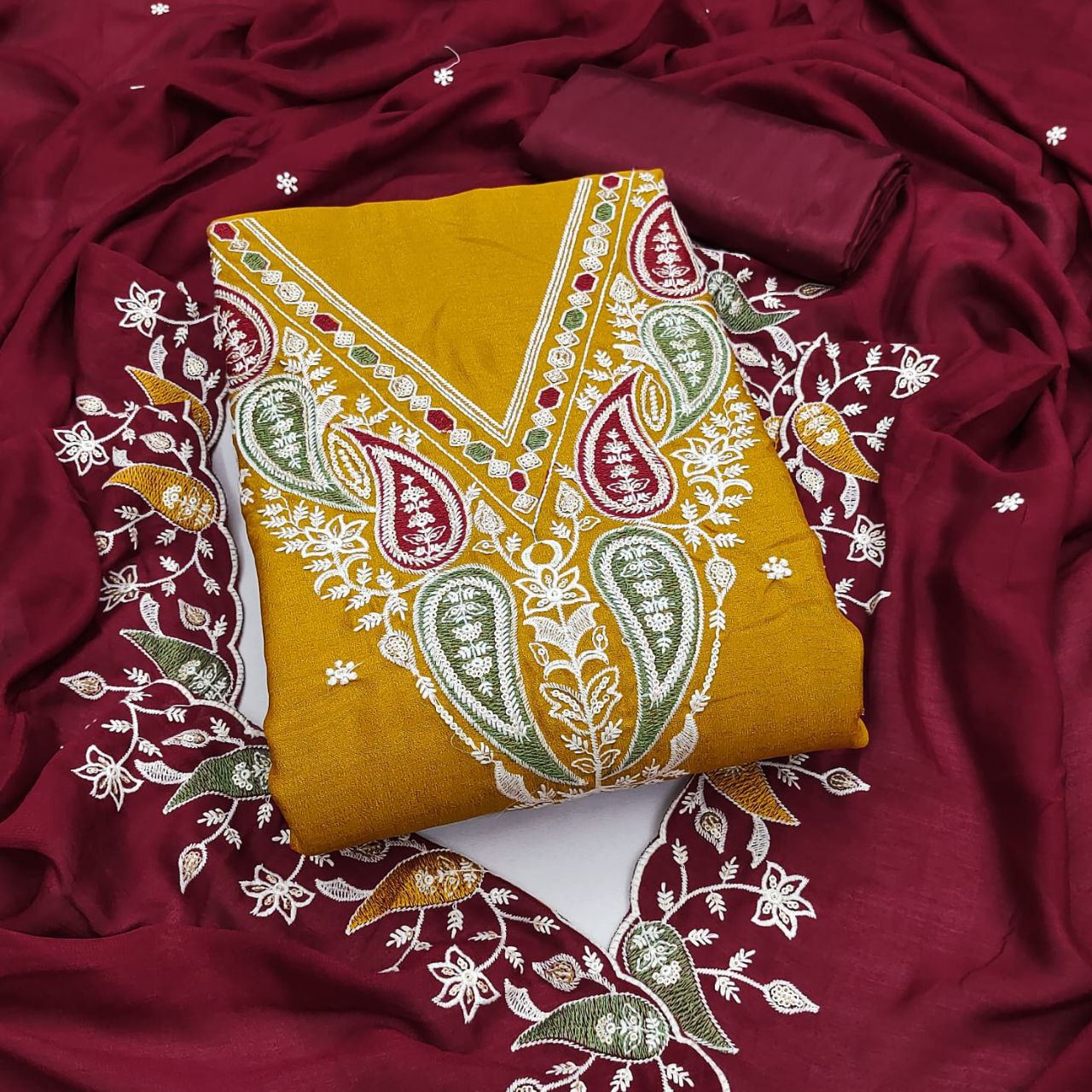 Luxe- Designer Embroidery Work Unstitched Dress Set