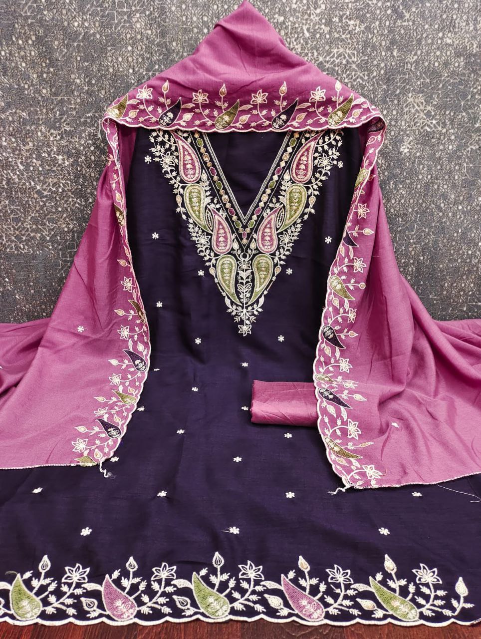 Luxe- Designer Embroidery Work Unstitched Dress Set