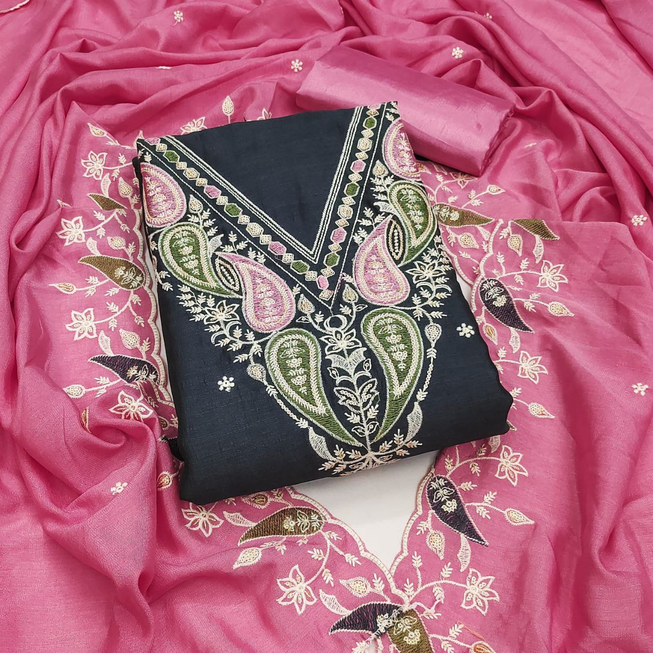 Luxe- Designer Embroidery Work Unstitched Dress Set